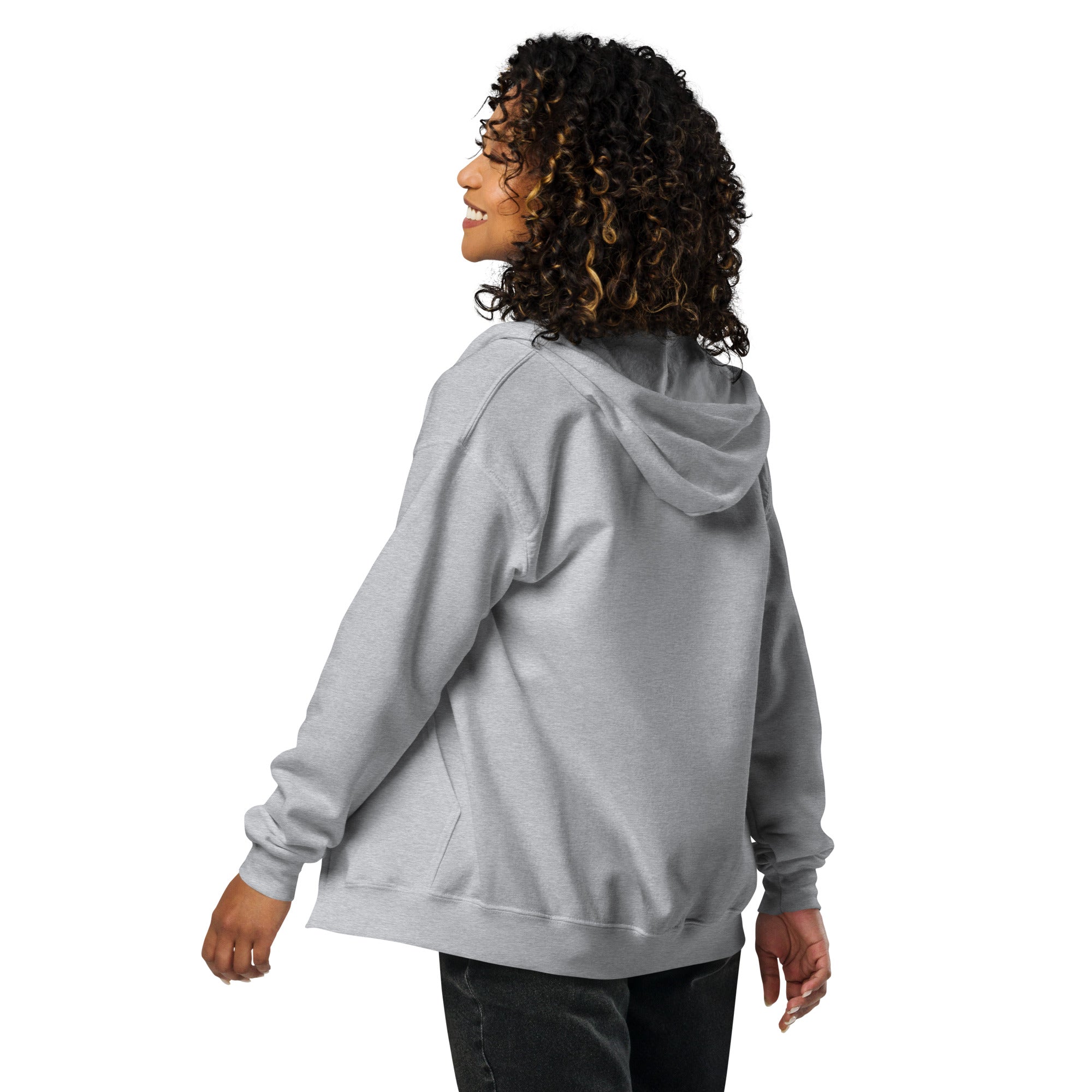 Unisex heavy blend zip hoodie Camperfan flamingo embroidered pattern