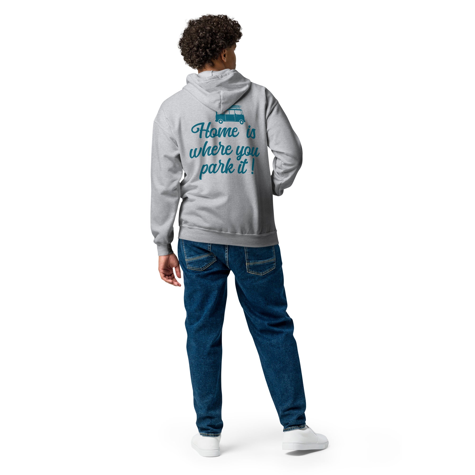 Unisex heavy blend zip hoodie Blue Surf Combi Home is where you park it