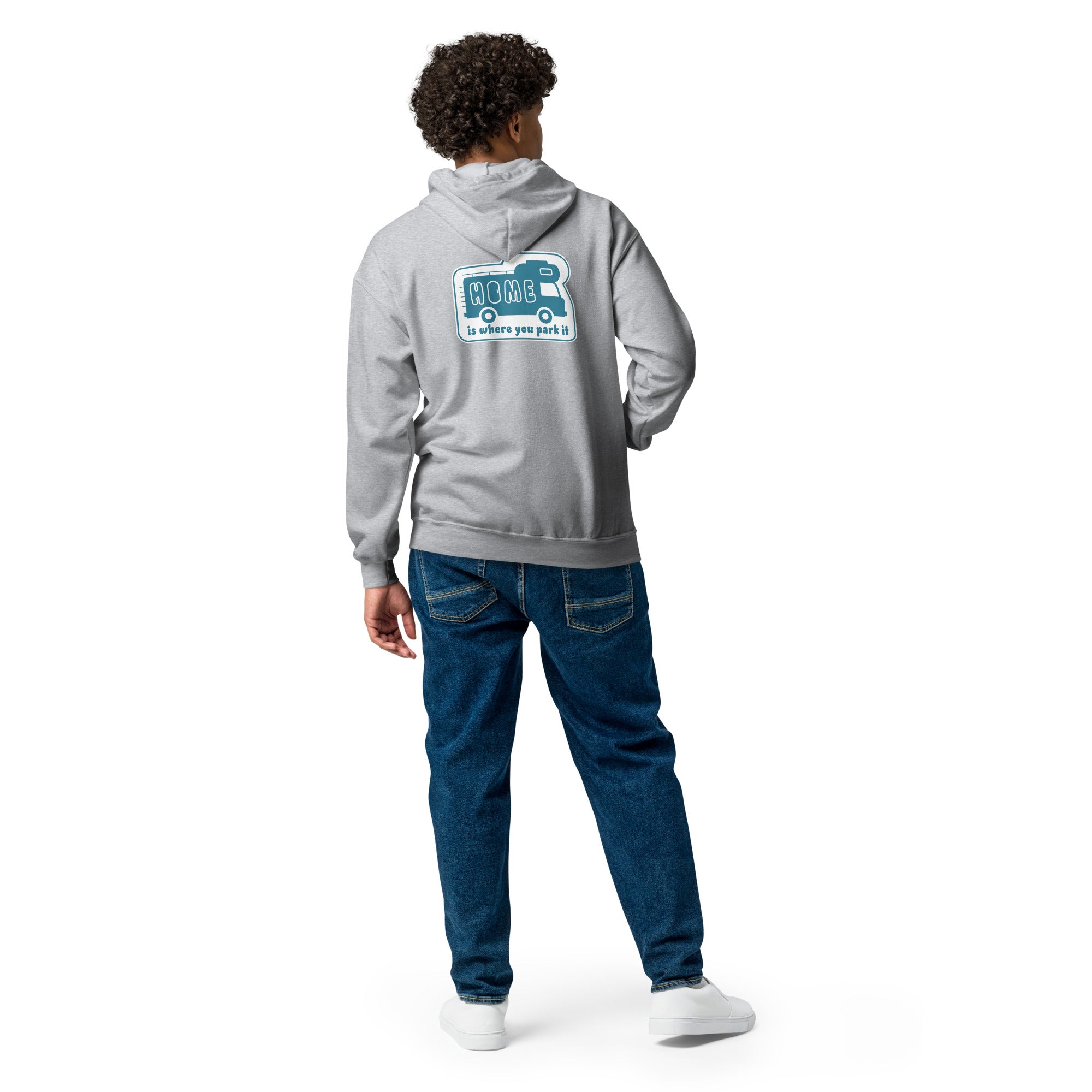 Unisex heavy blend zip hoodie Blue Camper Van Home is where you park it