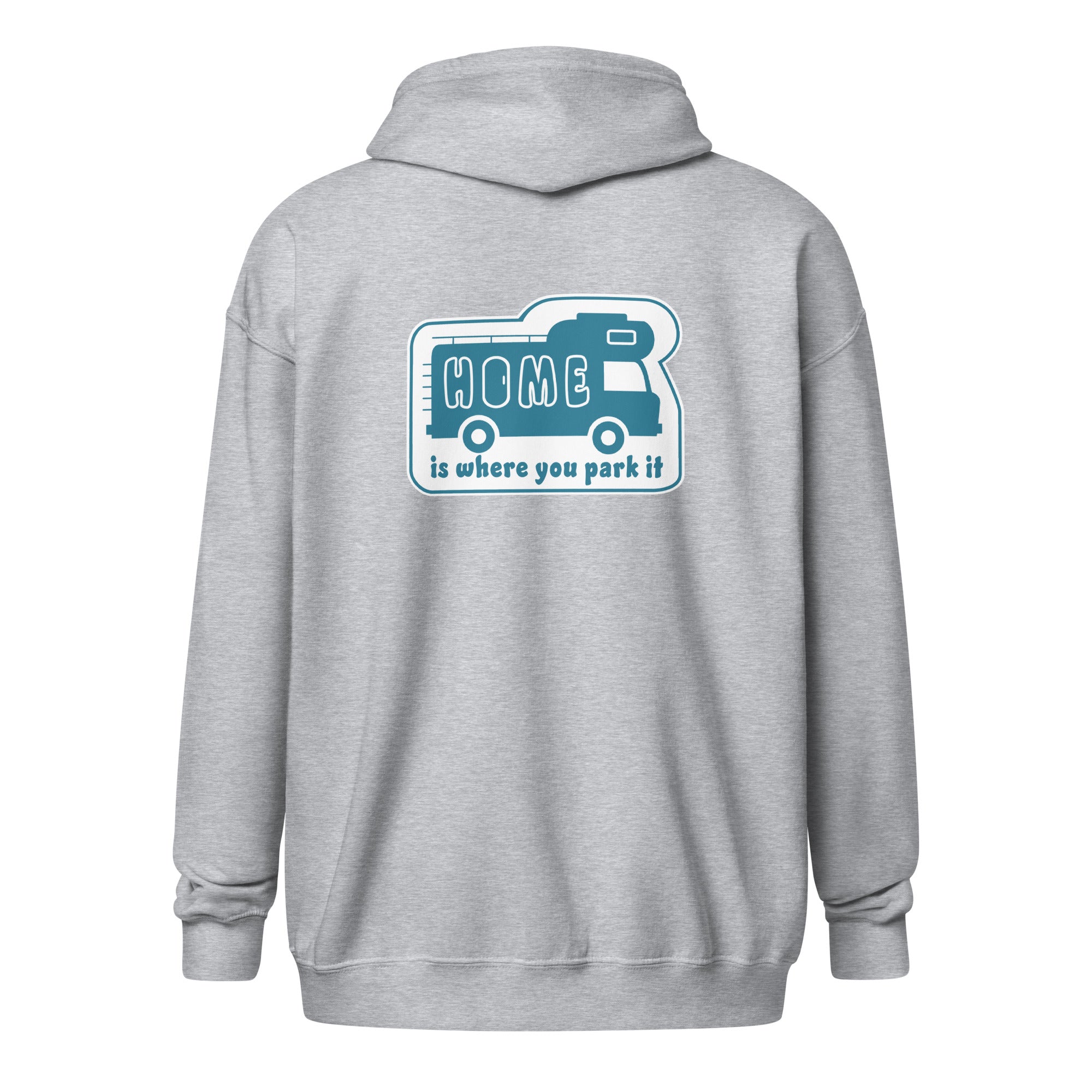 Unisex heavy blend zip hoodie Blue Camper Van Home is where you park it