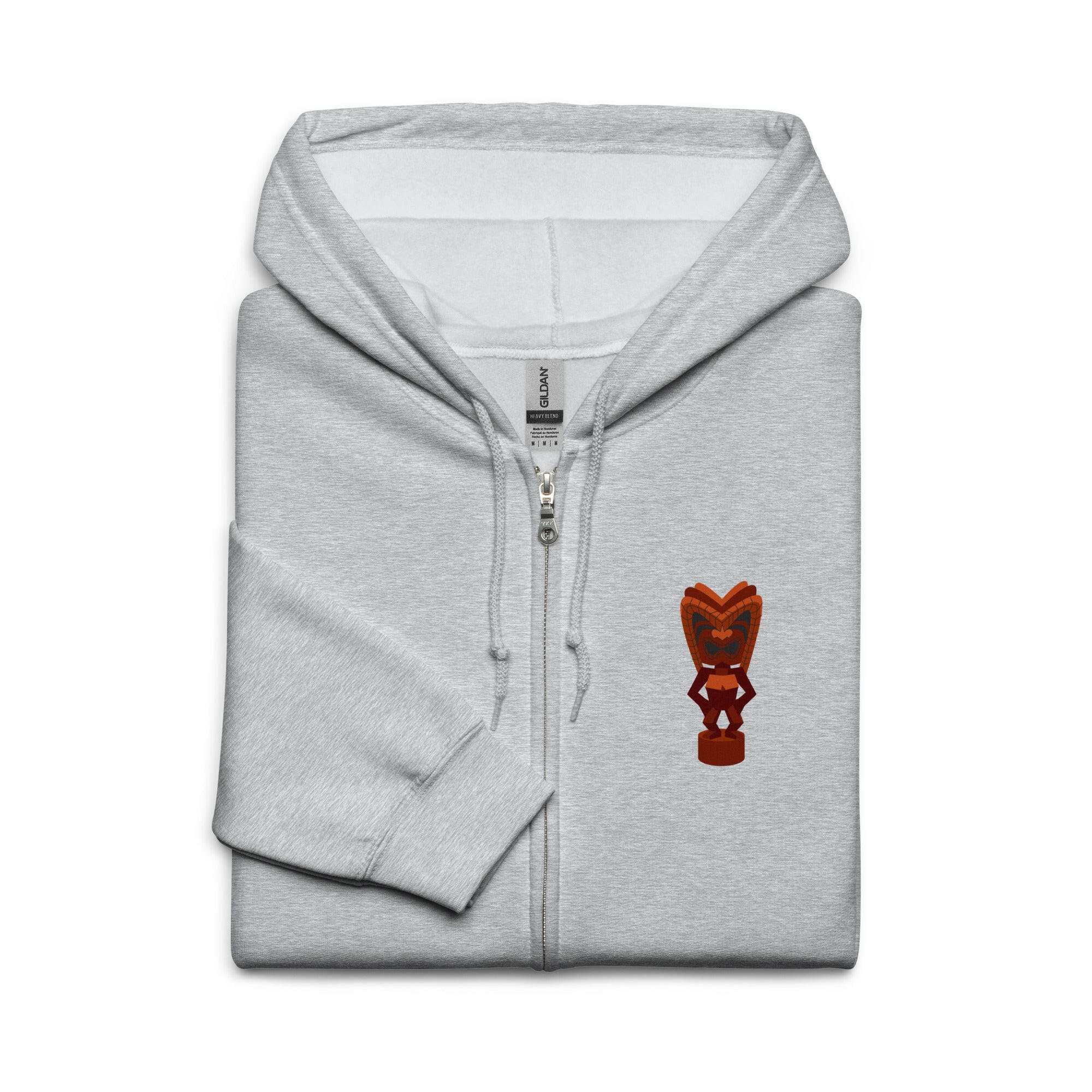 Sweat à capuche épais unisexe à fermeture éclair Ku Tiki God (face) + Tiki Gods (dos)