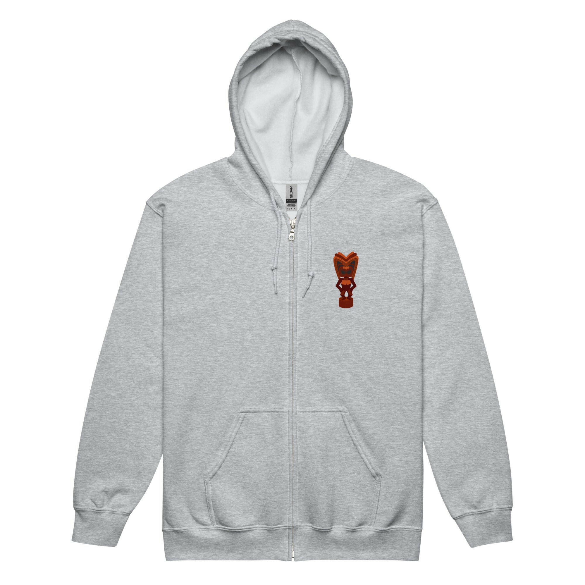 Sweat à capuche épais unisexe à fermeture éclair Ku Tiki God (face) + Tiki Gods (dos)