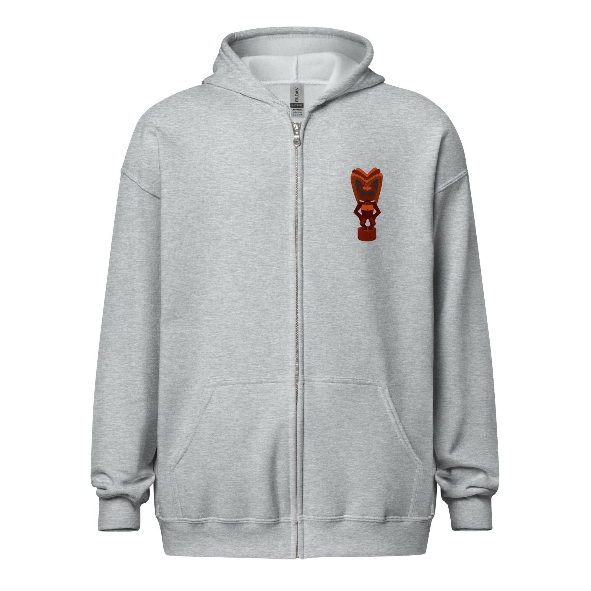 Sweat à capuche épais unisexe à fermeture éclair Ku Tiki God (face) + Tiki Gods (dos)