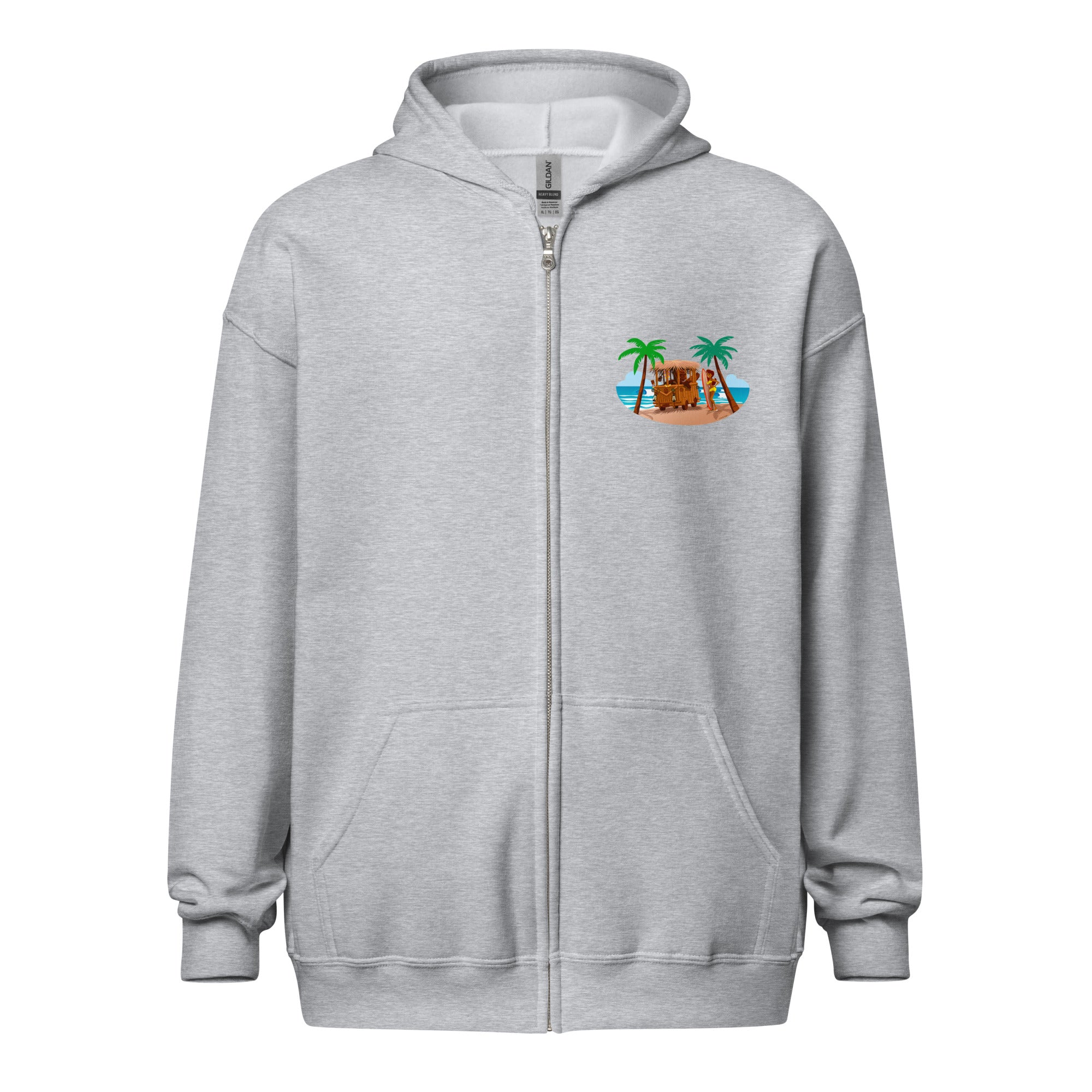 Unisex heavy blend zip hoodie Tiki Kombi (front & back)