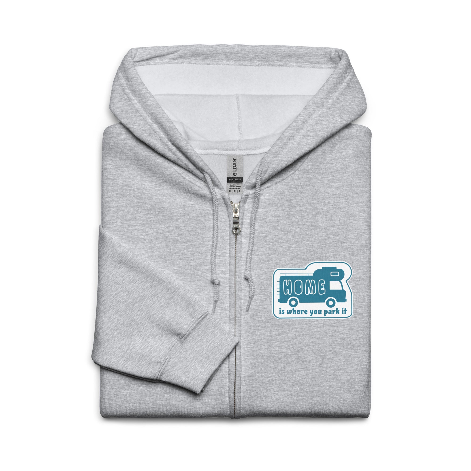 Unisex heavy blend zip hoodie Blue Camper Van Home is where you park it