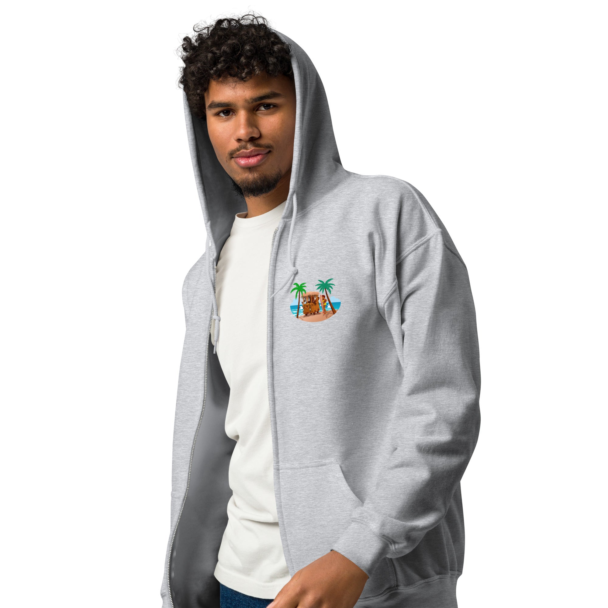 Unisex heavy blend zip hoodie Tiki Kombi (front & back)