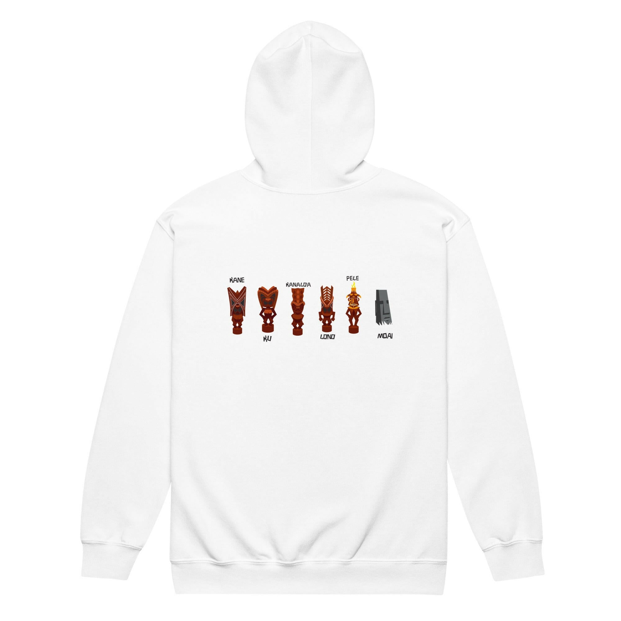 Sweat à capuche épais unisexe à fermeture éclair Ku Tiki God (face) + Tiki Gods (dos)