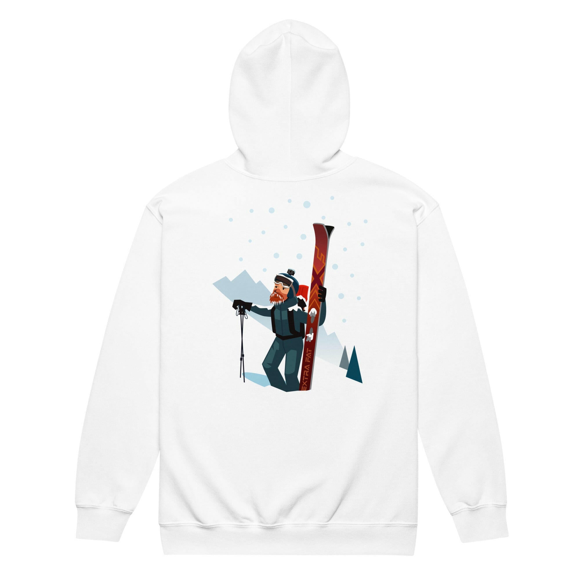 Sweat à capuche épais unisexe à fermeture éclair Which skier are you? Freerider sur fond clair (face & dos)