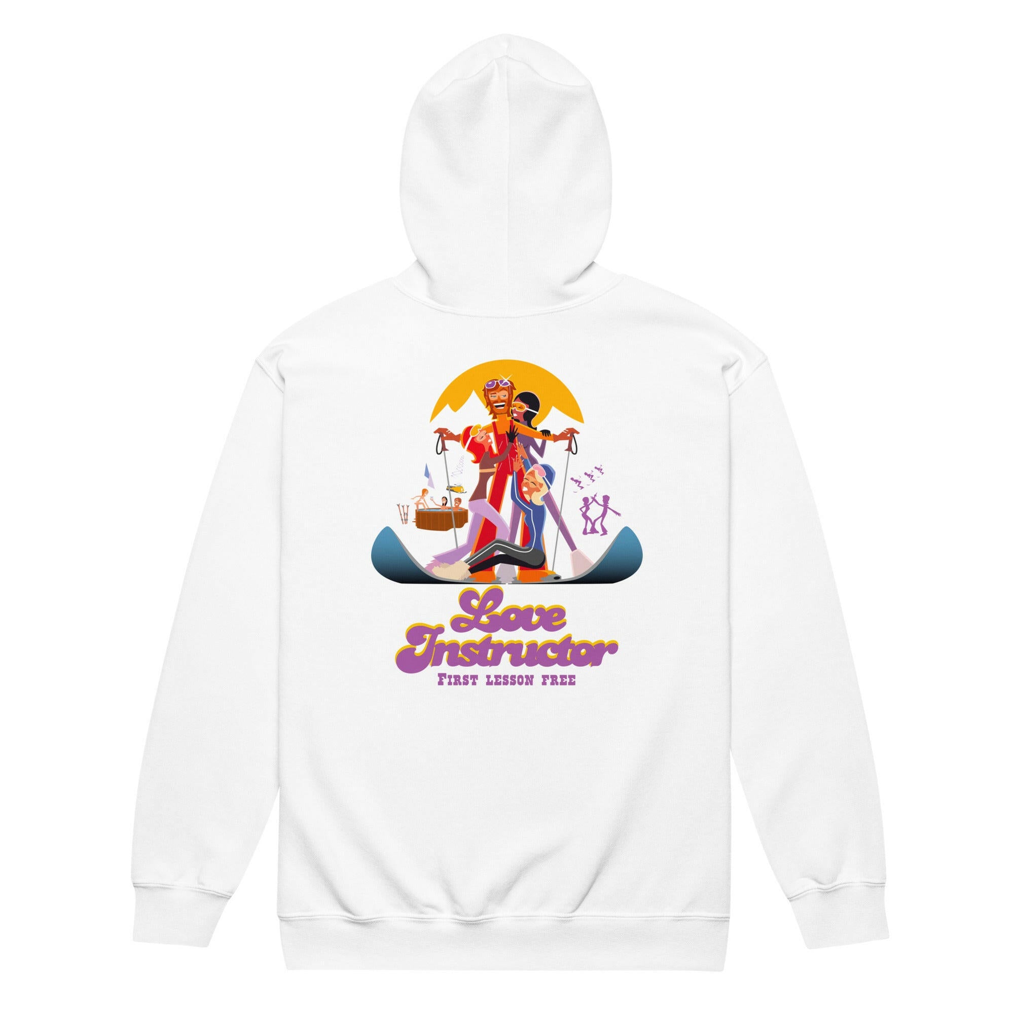 Sweat à capuche épais unisexe à fermeture éclair Love Instructor First Lesson free (face & dos)