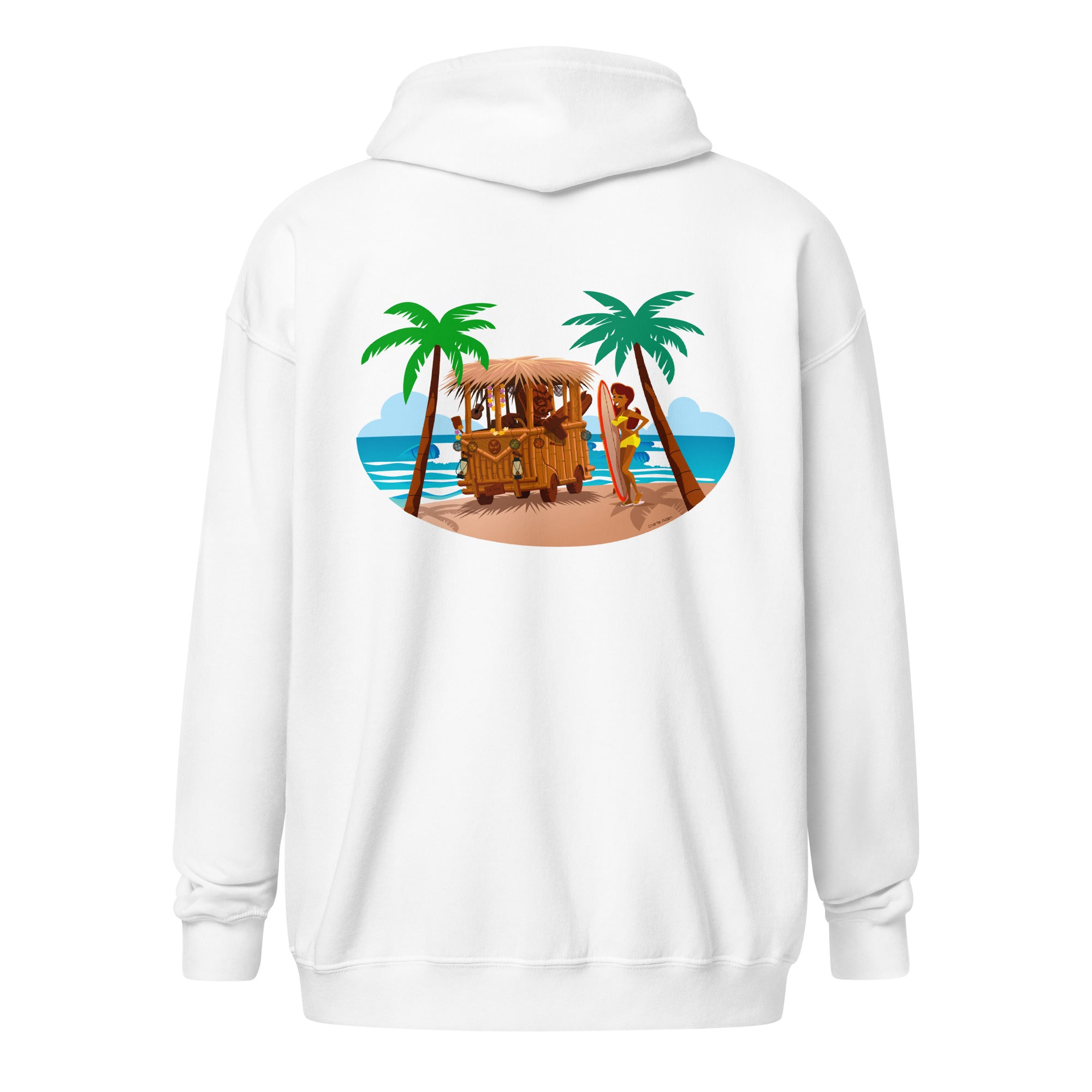 Unisex heavy blend zip hoodie Tiki Kombi (front & back)