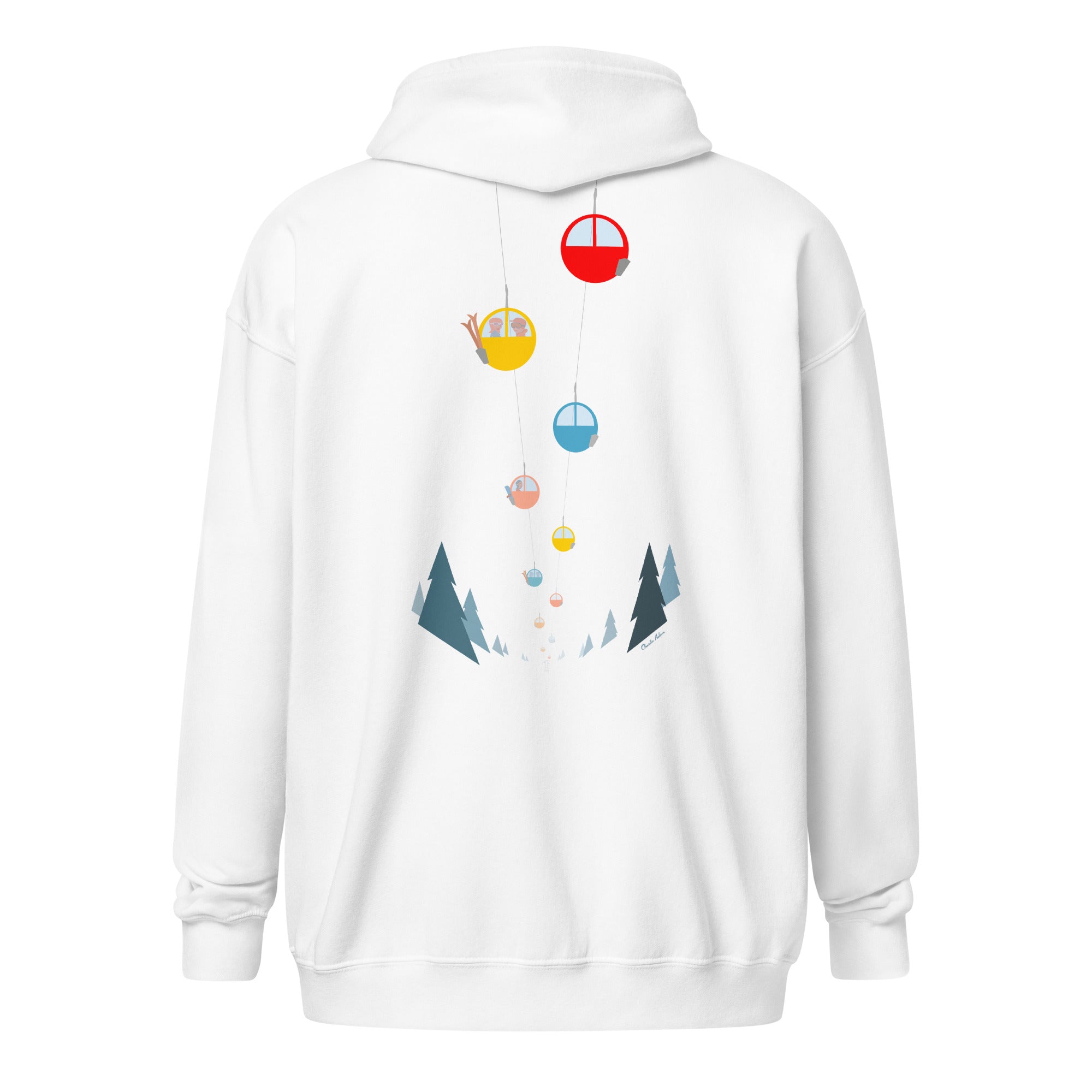 Sweat à capuche épais unisexe à fermeture éclair Gondolas in the mist (face & dos)