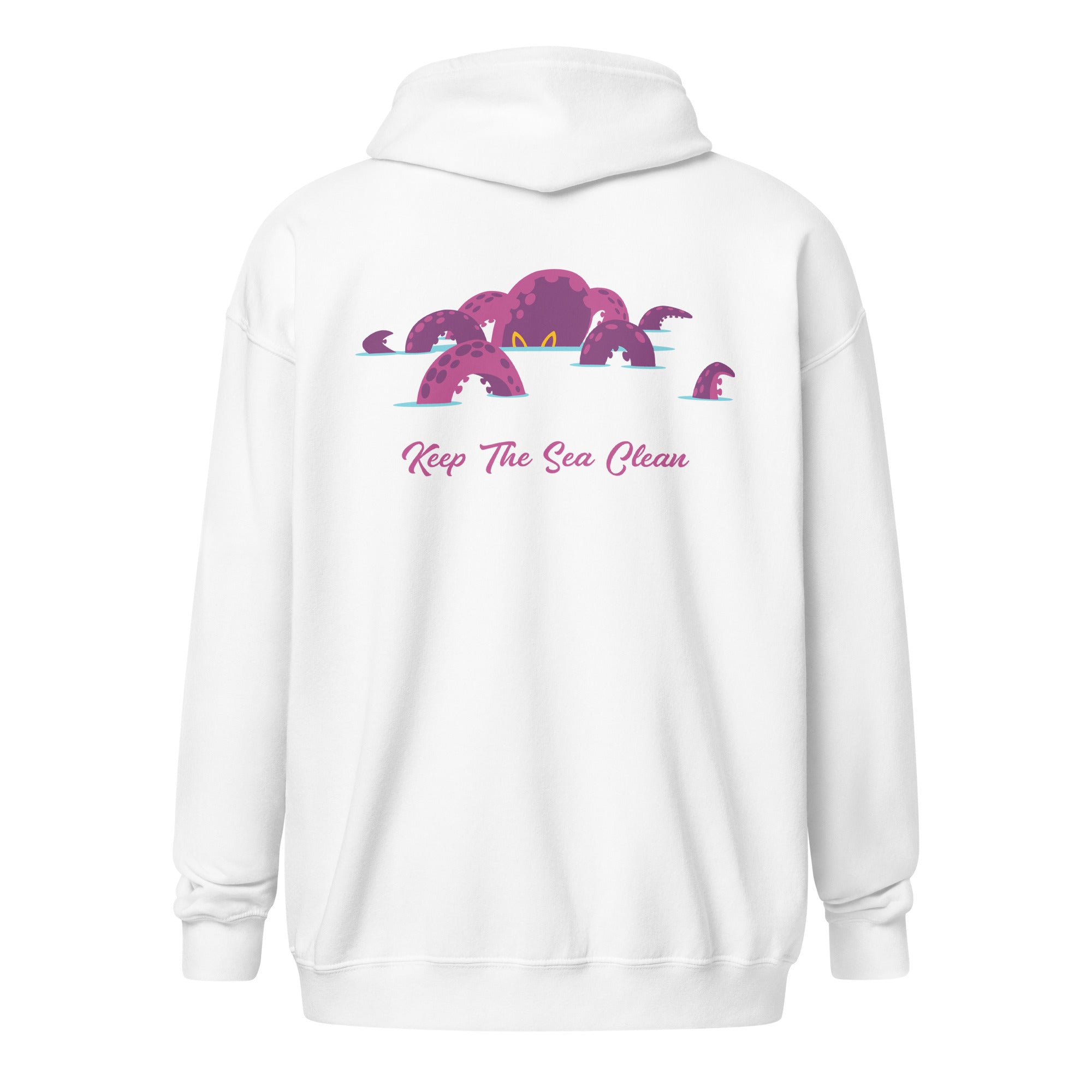 Sweat à capuche épais unisexe à fermeture éclair Octopus Purple (face & dos)