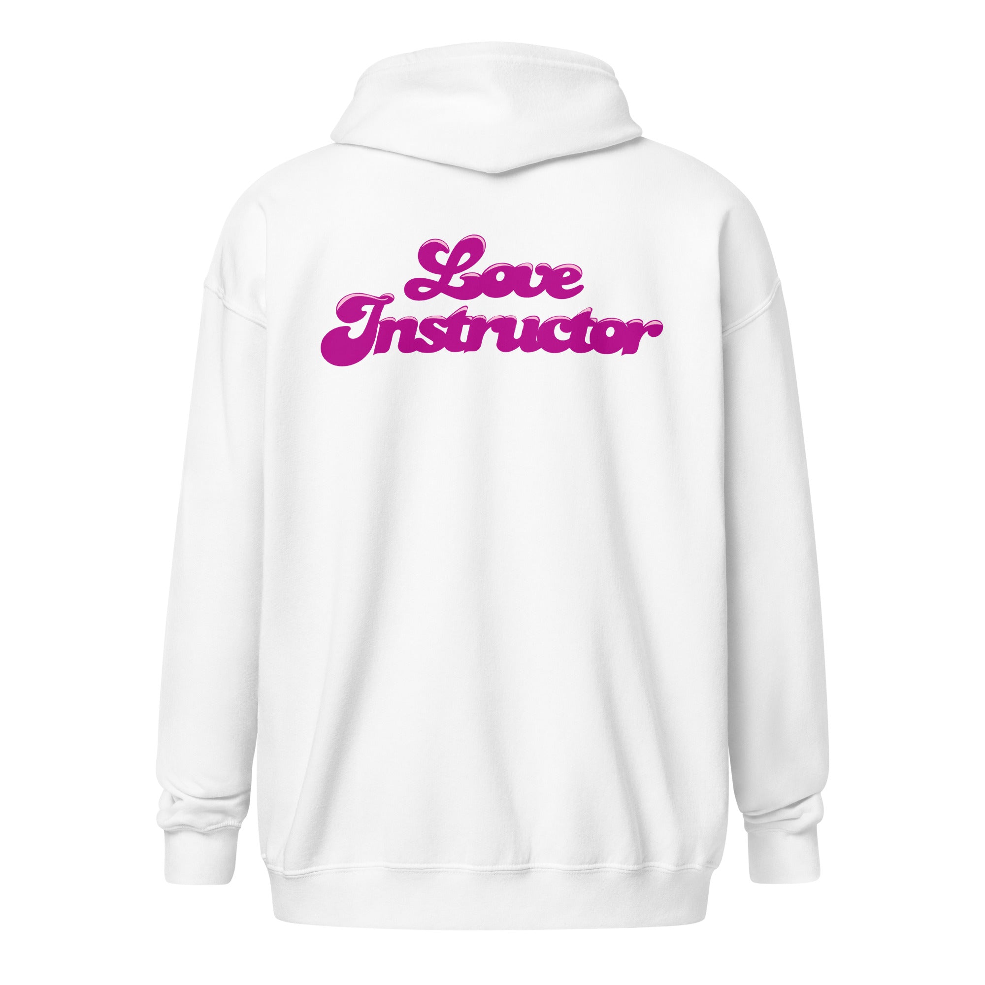 Sweat à capuche épais unisexe à fermeture éclair Love Instructor Flamingo (face & dos)