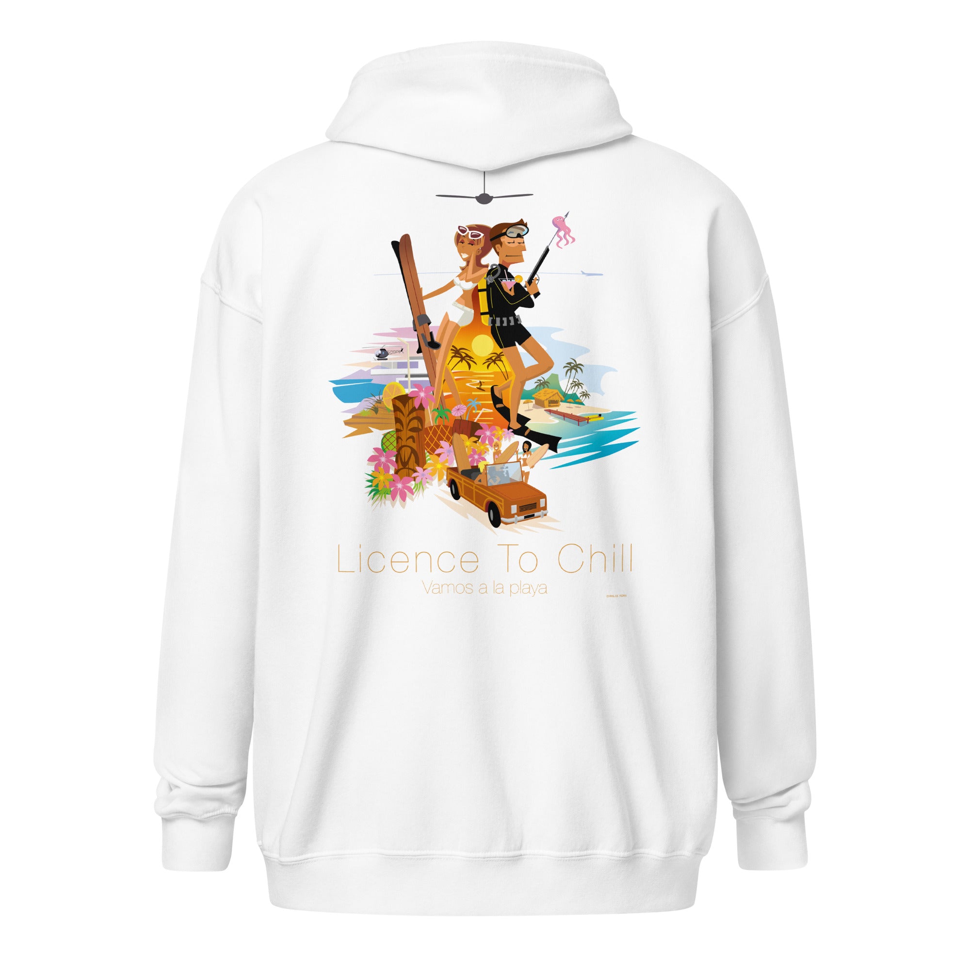 Sweat à capuche épais unisexe à fermeture éclair License to Chill Vamos a la Playa