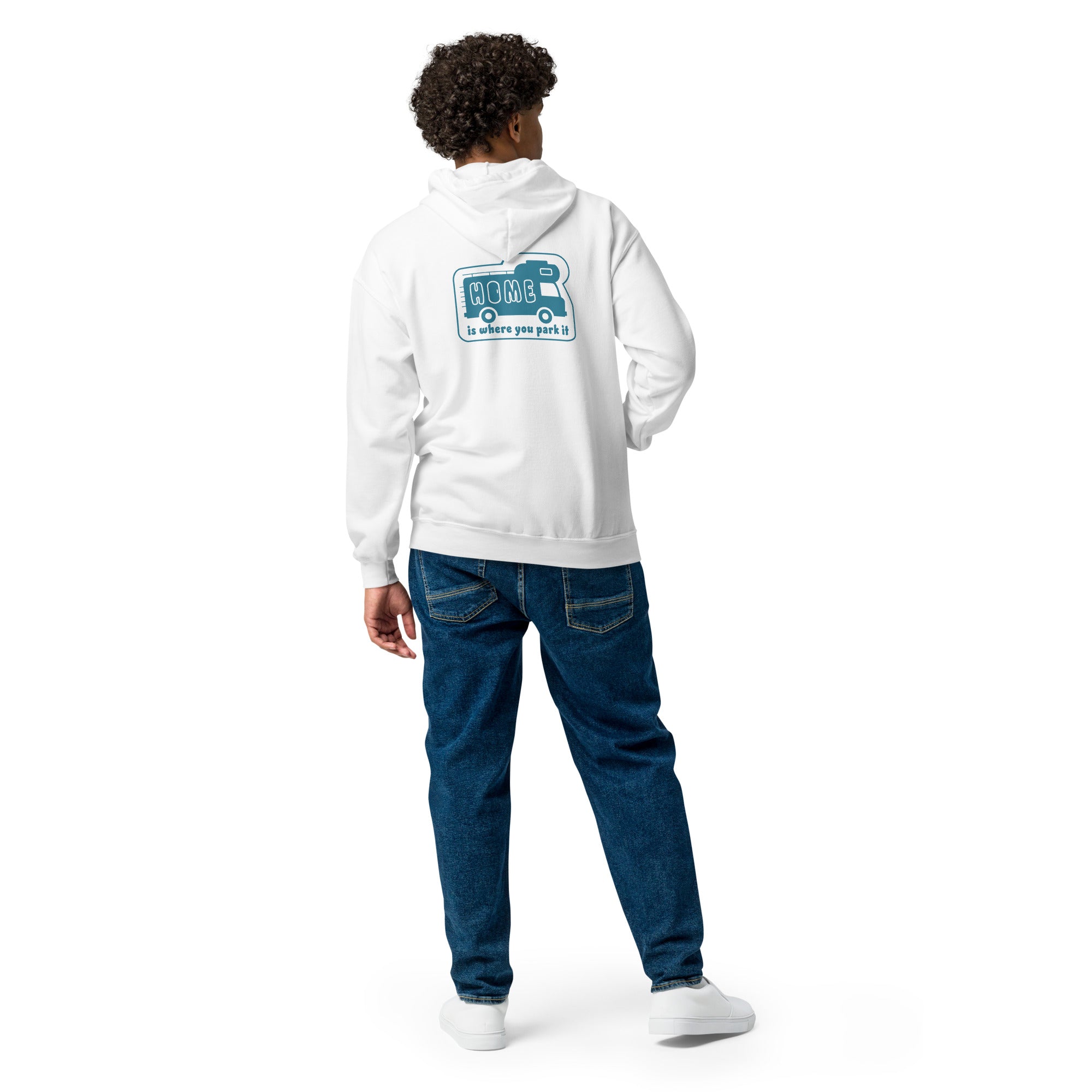 Unisex heavy blend zip hoodie Blue Camper Van Home is where you park it