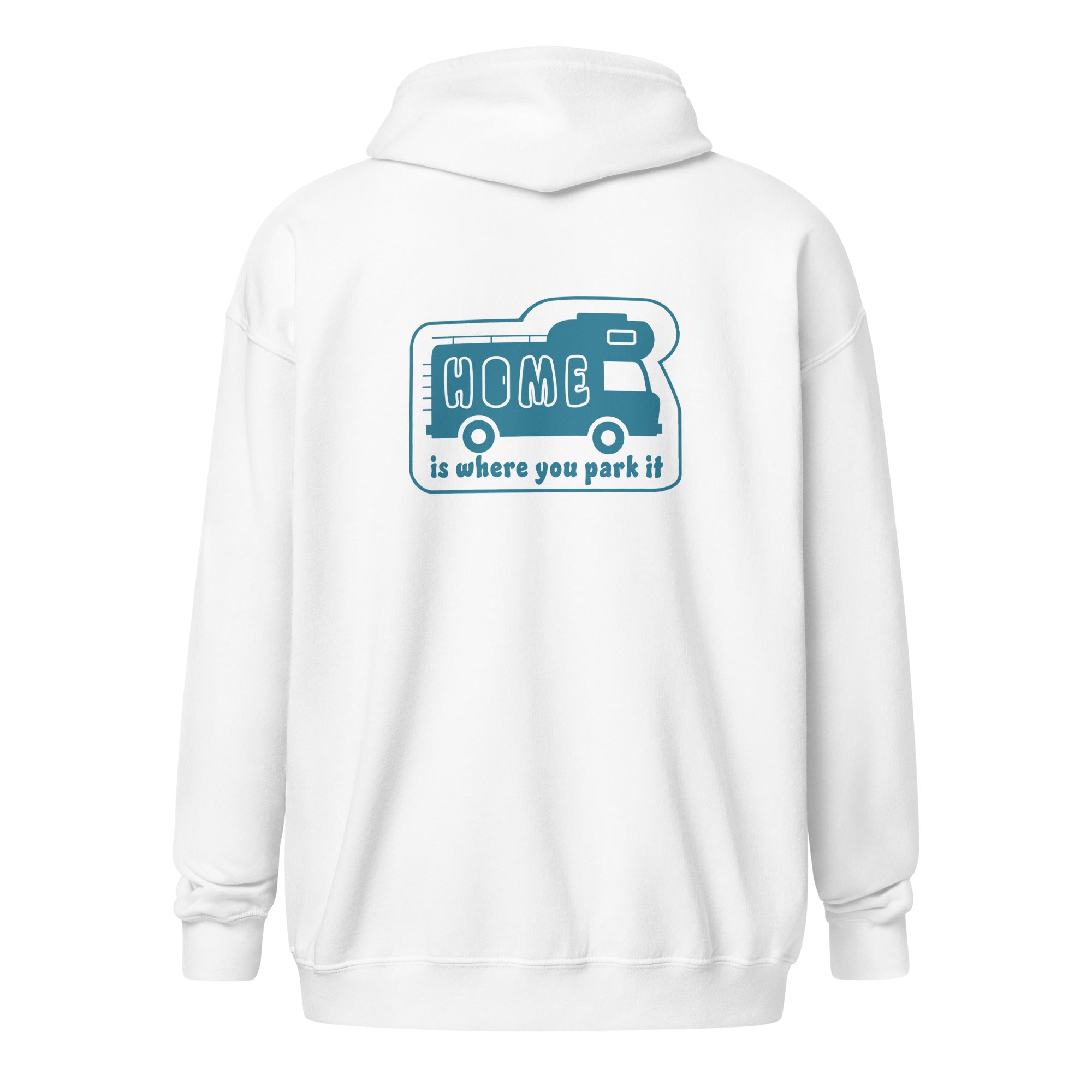 Unisex heavy blend zip hoodie Blue Camper Van Home is where you park it