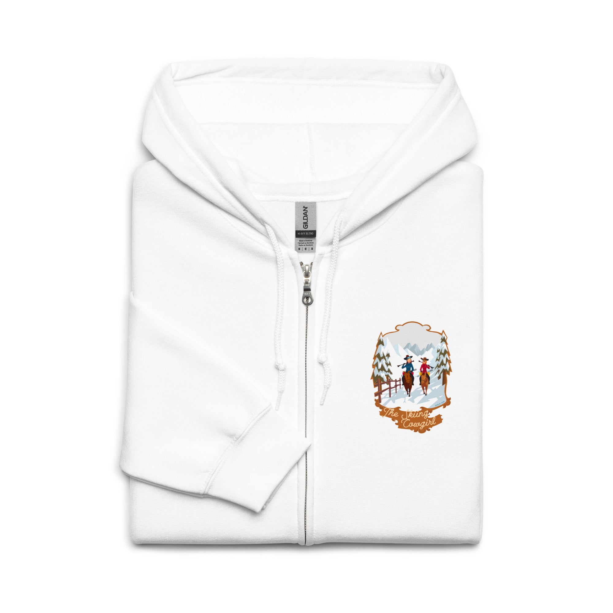 Sweat à capuche épais unisexe à fermeture éclair The Skiing Cowgirl (face & dos)