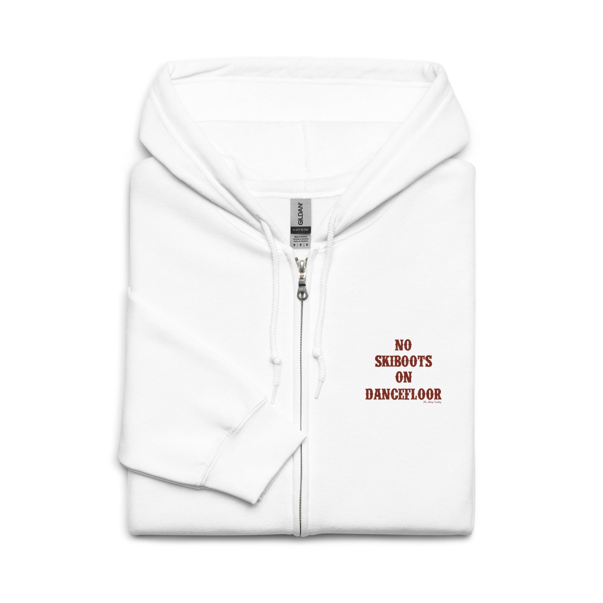 Sweat à capuche épais unisexe à fermeture éclair No Skiboots on Dancefloor texte foncé