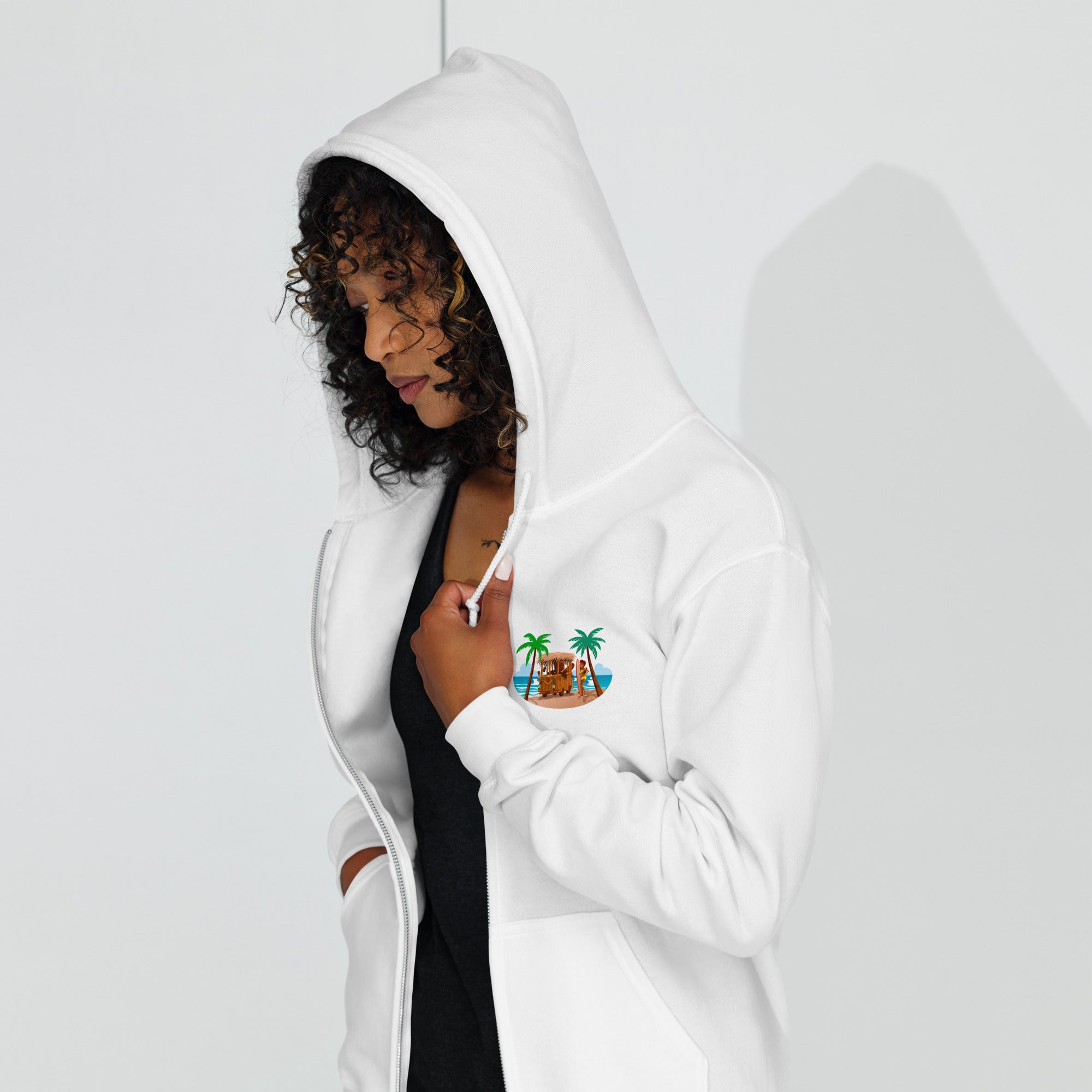 Unisex heavy blend zip hoodie Tiki Kombi (front & back)