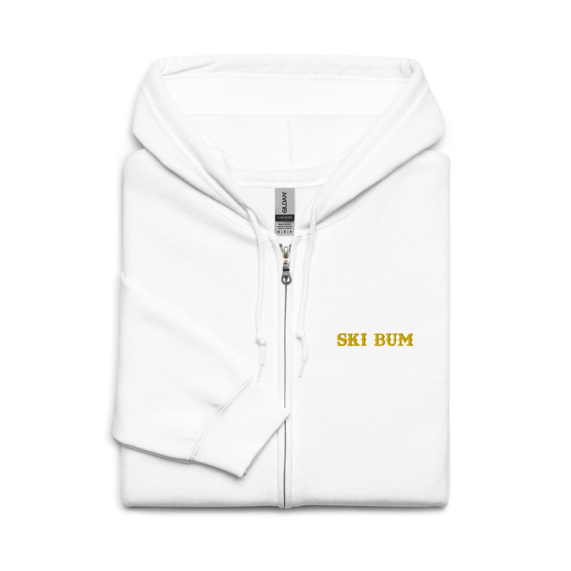 Sweat à capuche épais unisexe à fermeture éclair Ski Bum doré brodé