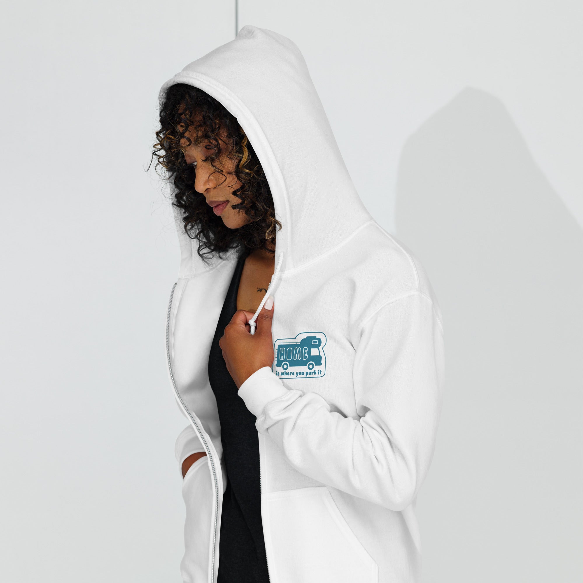 Unisex heavy blend zip hoodie Blue Camper Van Home is where you park it