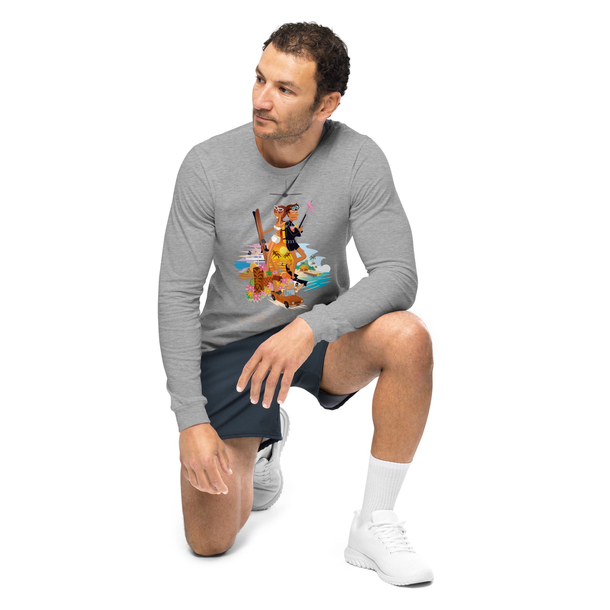 Unisex Long Sleeve Tee License to Chill Vamos a la Playa on heather colors