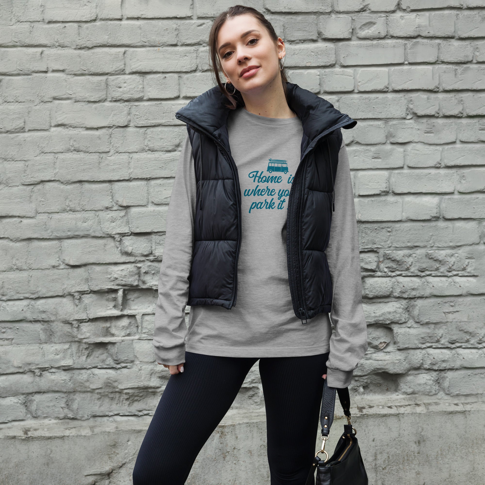 T-shirt unisexe à manches longues Blue Surf Combi Home is where you park it