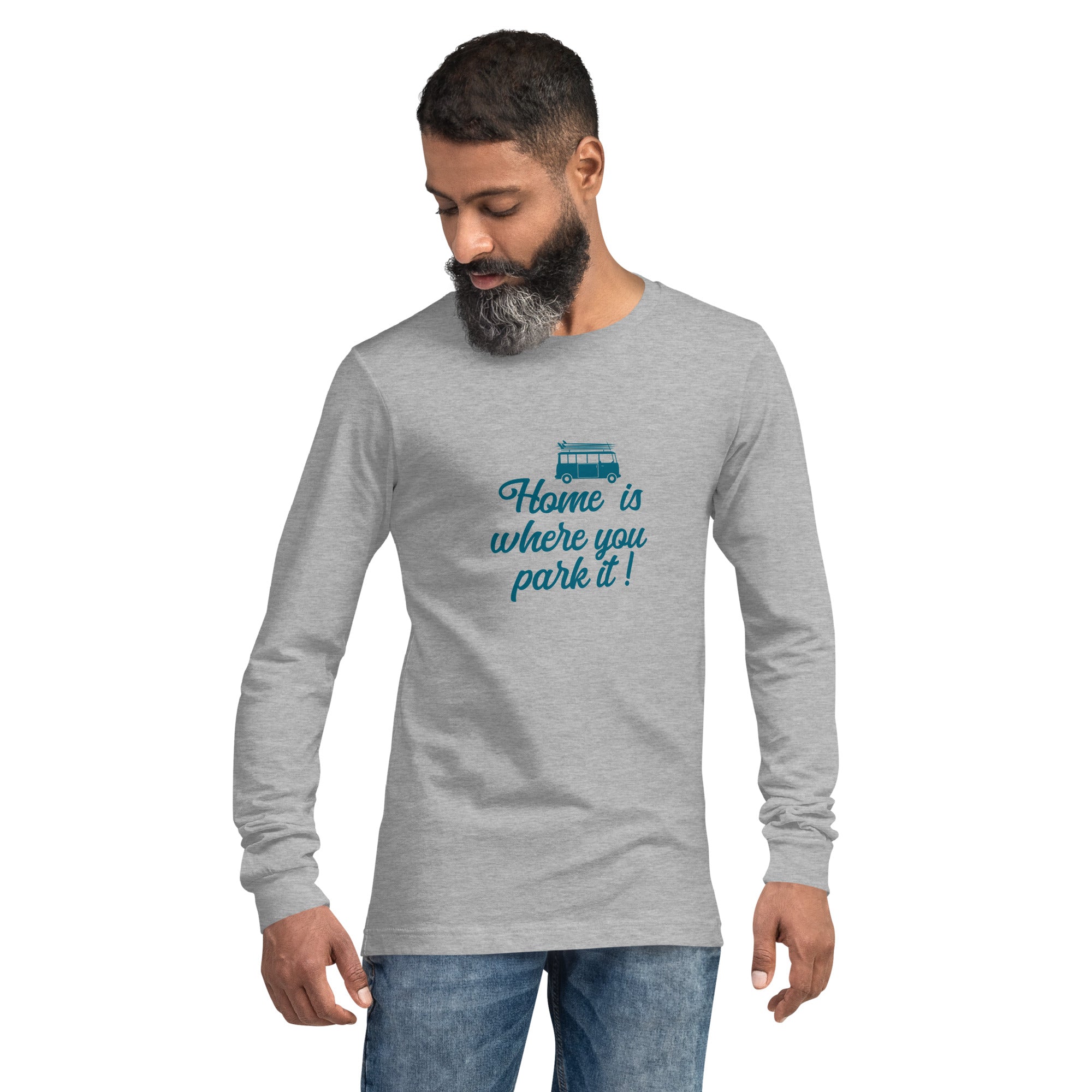 T-shirt unisexe à manches longues Blue Surf Combi Home is where you park it