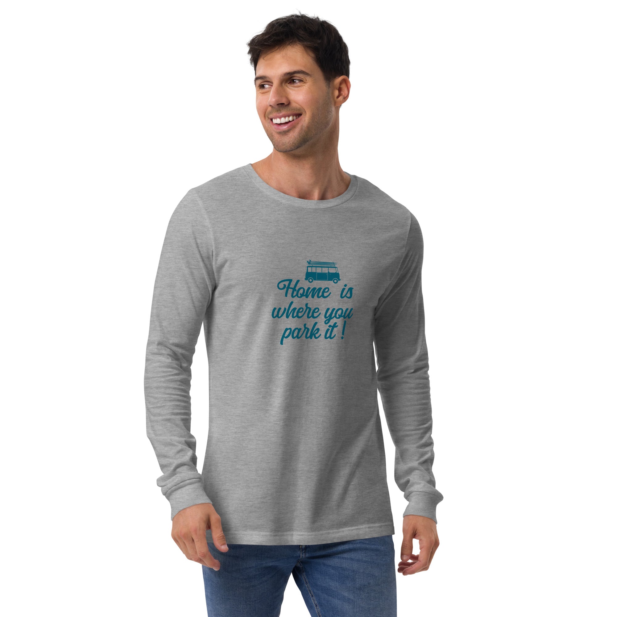 T-shirt unisexe à manches longues Blue Surf Combi Home is where you park it