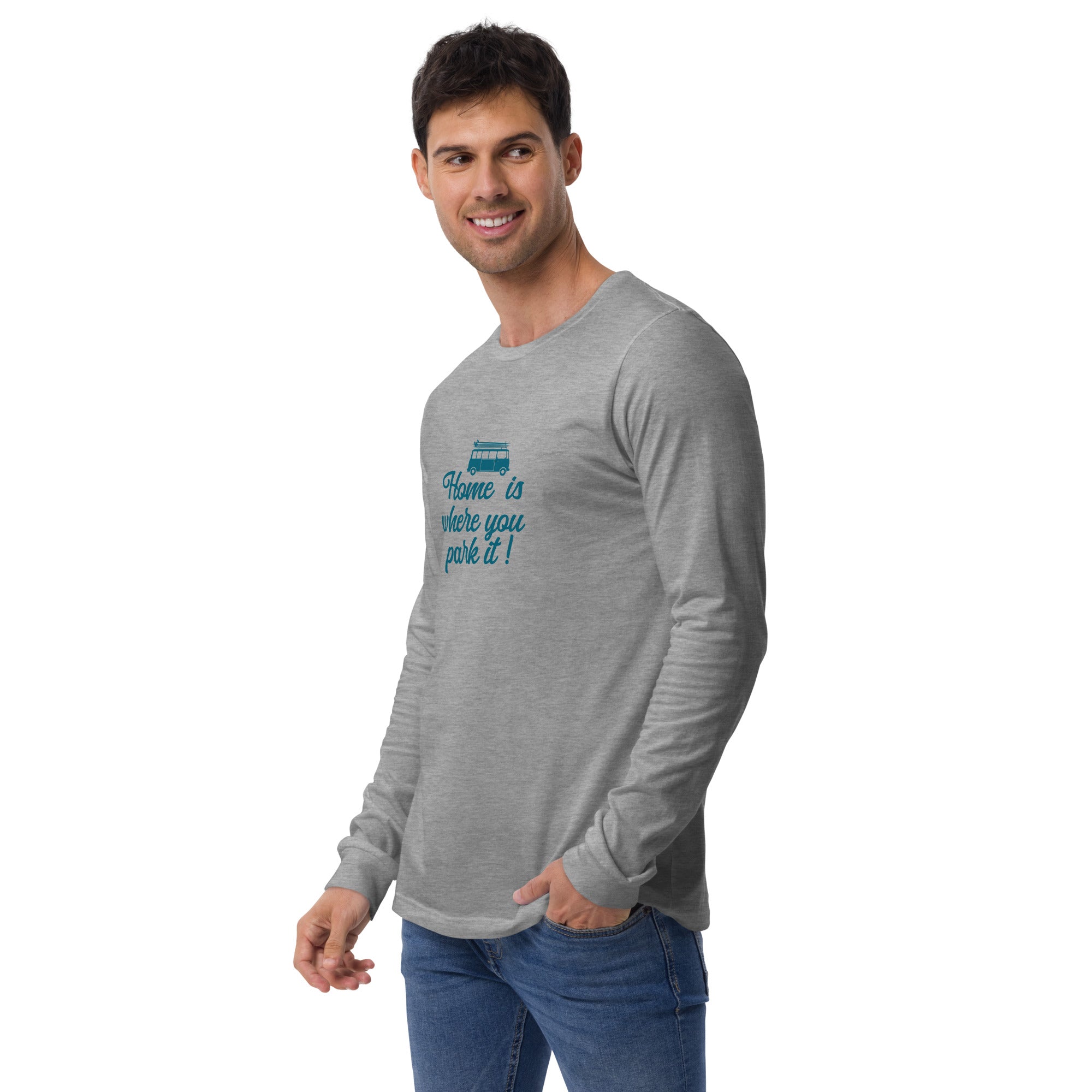 T-shirt unisexe à manches longues Blue Surf Combi Home is where you park it