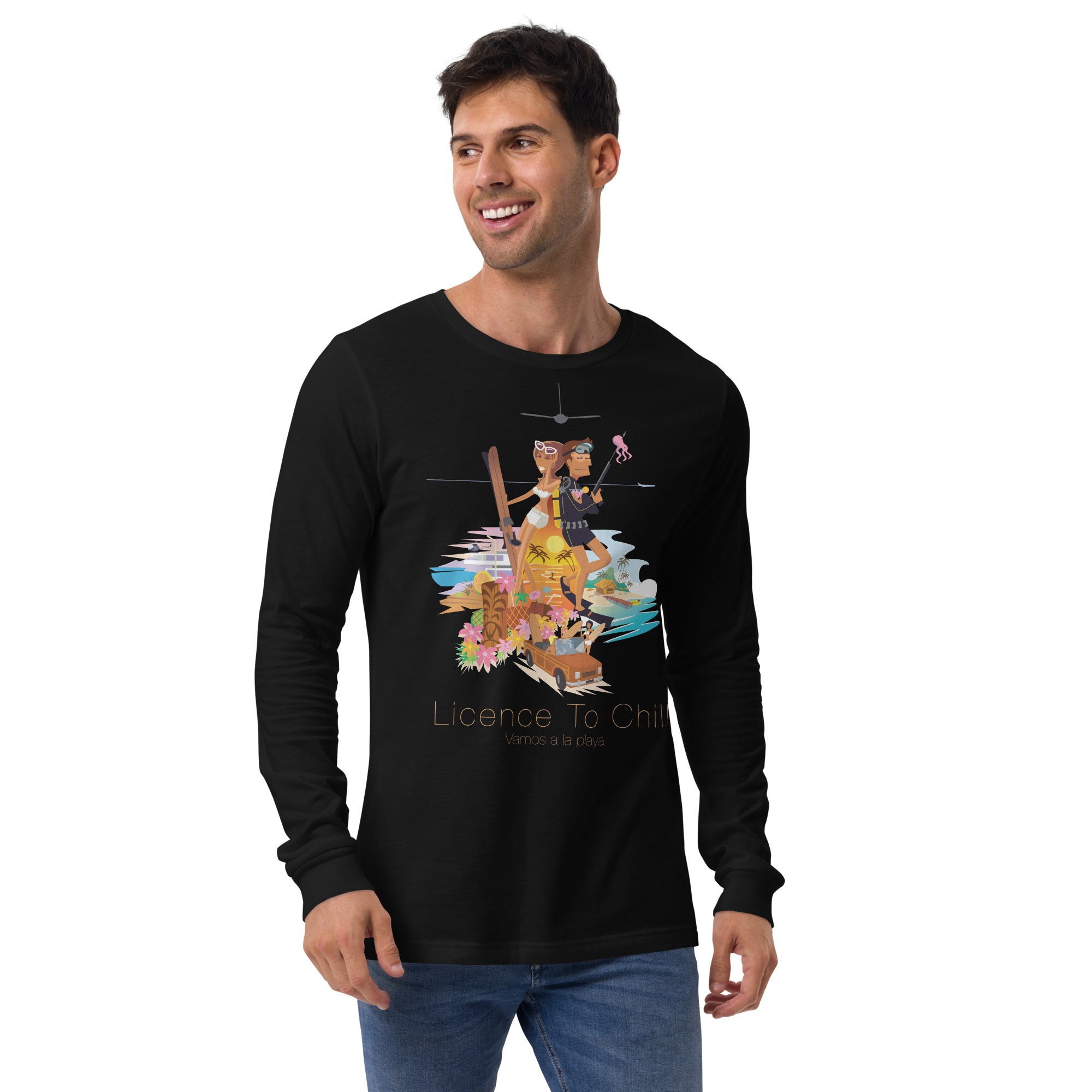 Unisex Long Sleeve Tee License to Chill Vamos a la Playa