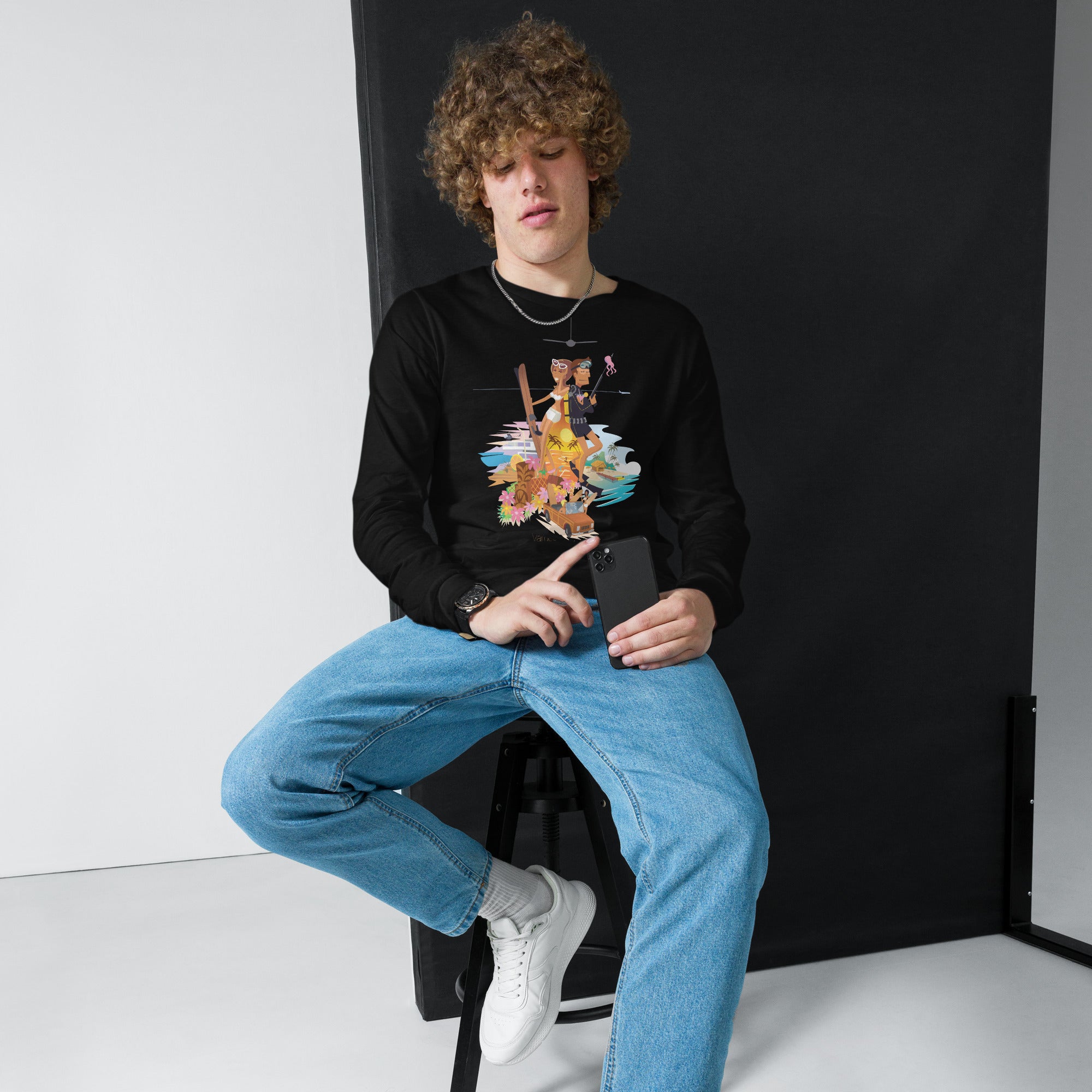 Unisex Long Sleeve Tee License to Chill Vamos a la Playa on heather colors