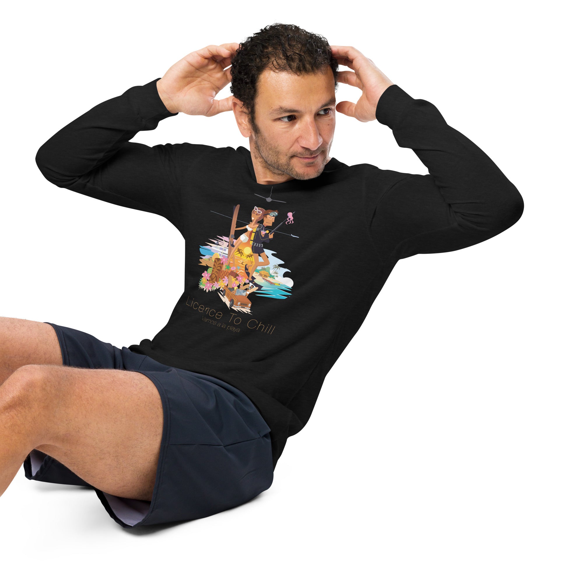 Unisex Long Sleeve Tee License to Chill Vamos a la Playa on heather colors