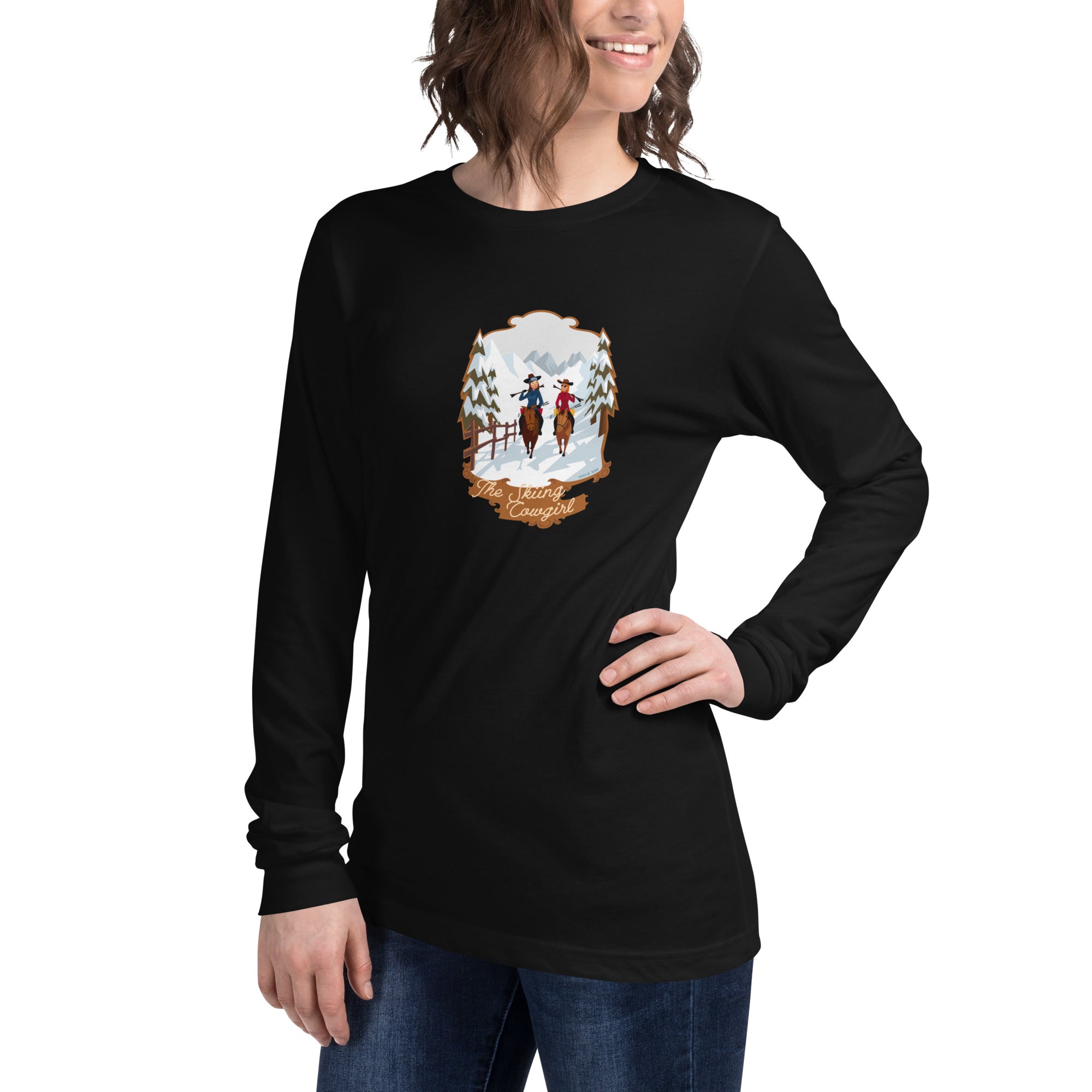 T-shirt unisexe à manches longues The Skiing Cowgirl