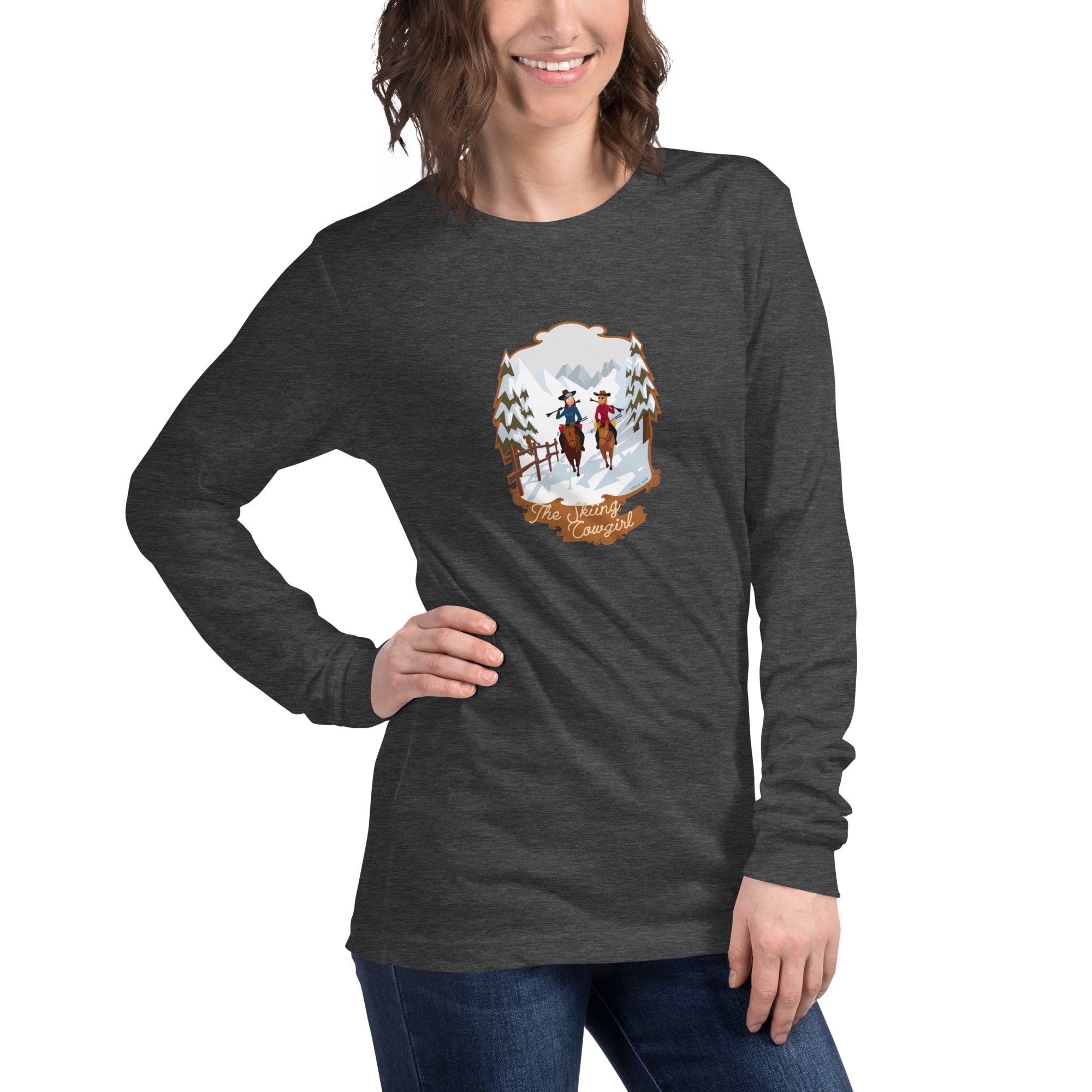 T-shirt unisexe à manches longues The Skiing Cowgirl