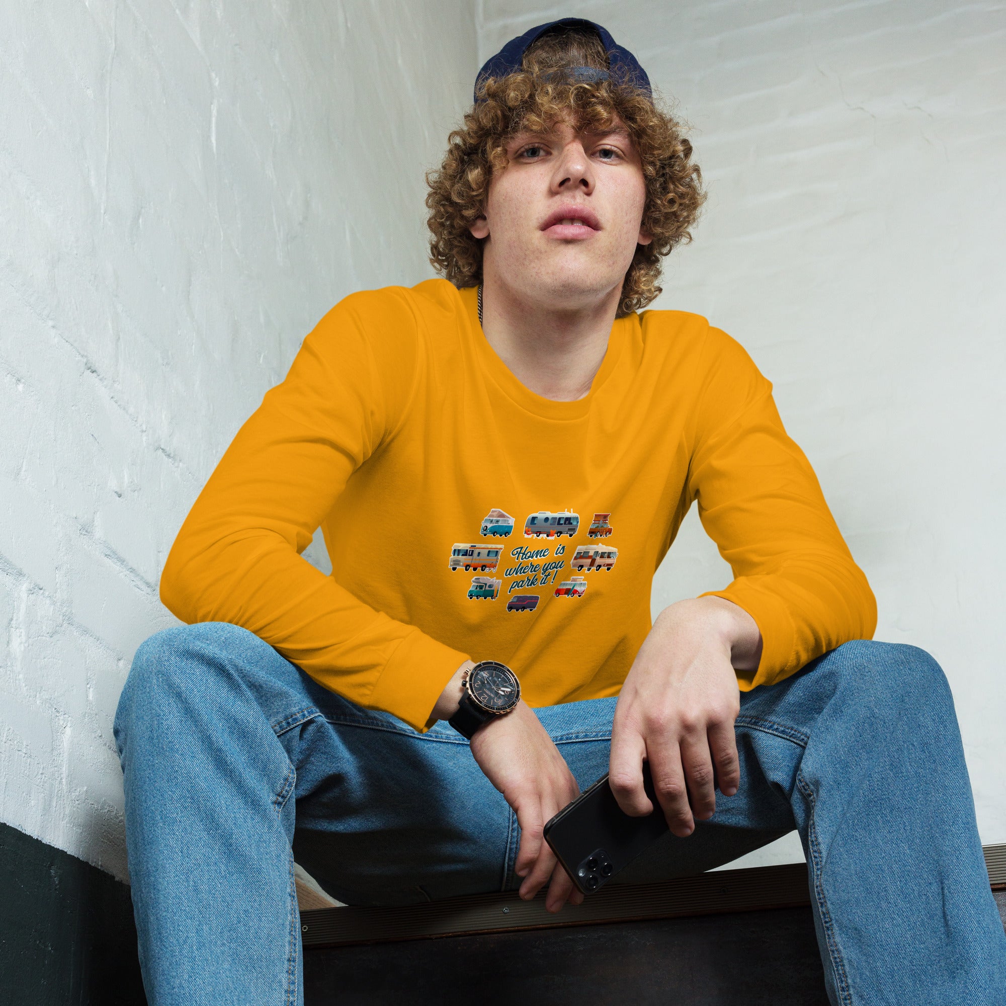 T-shirt unisexe à manches longues Square Vintage Campers