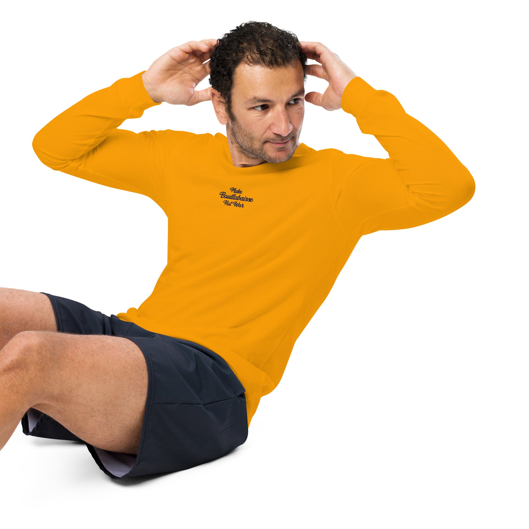 T-shirt unisexe à manches longues Make Bouillabaisse Not War brodé navy