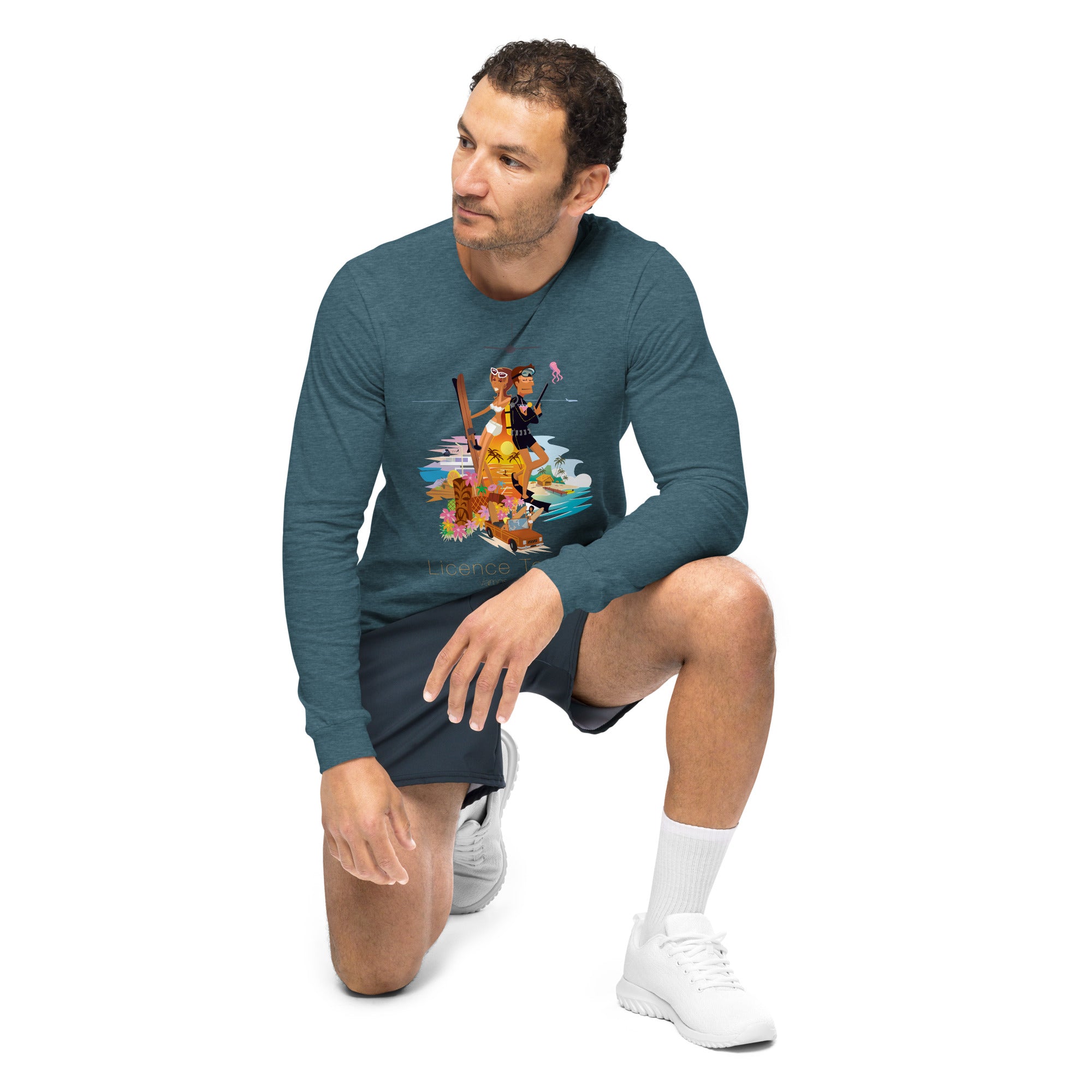 Unisex Long Sleeve Tee License to Chill Vamos a la Playa on heather colors