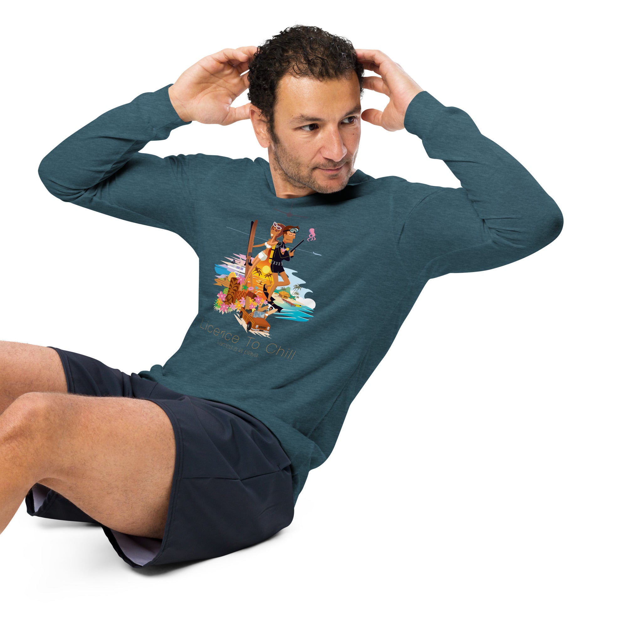 Unisex Long Sleeve Tee License to Chill Vamos a la Playa on heather colors