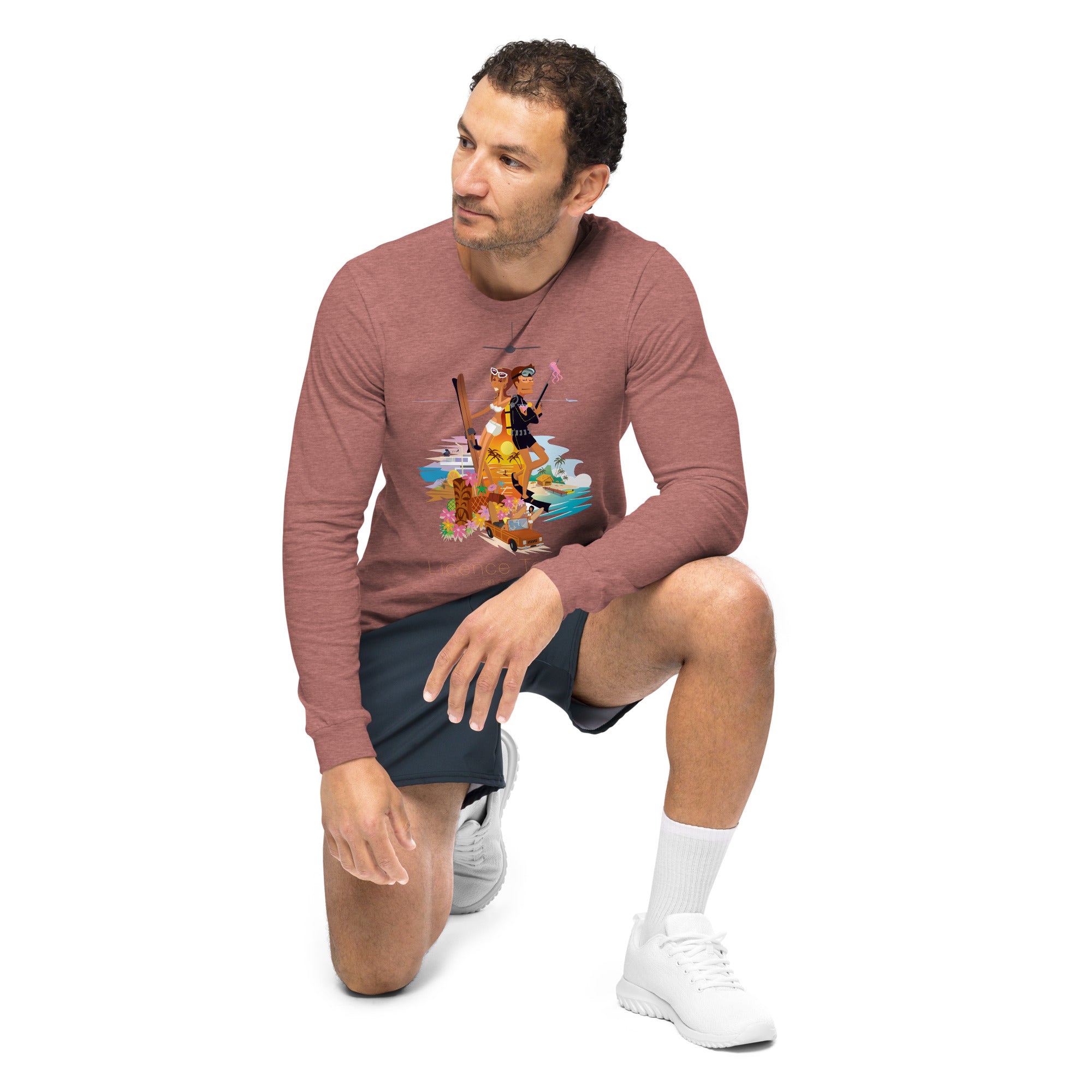 Unisex Long Sleeve Tee License to Chill Vamos a la Playa on heather colors