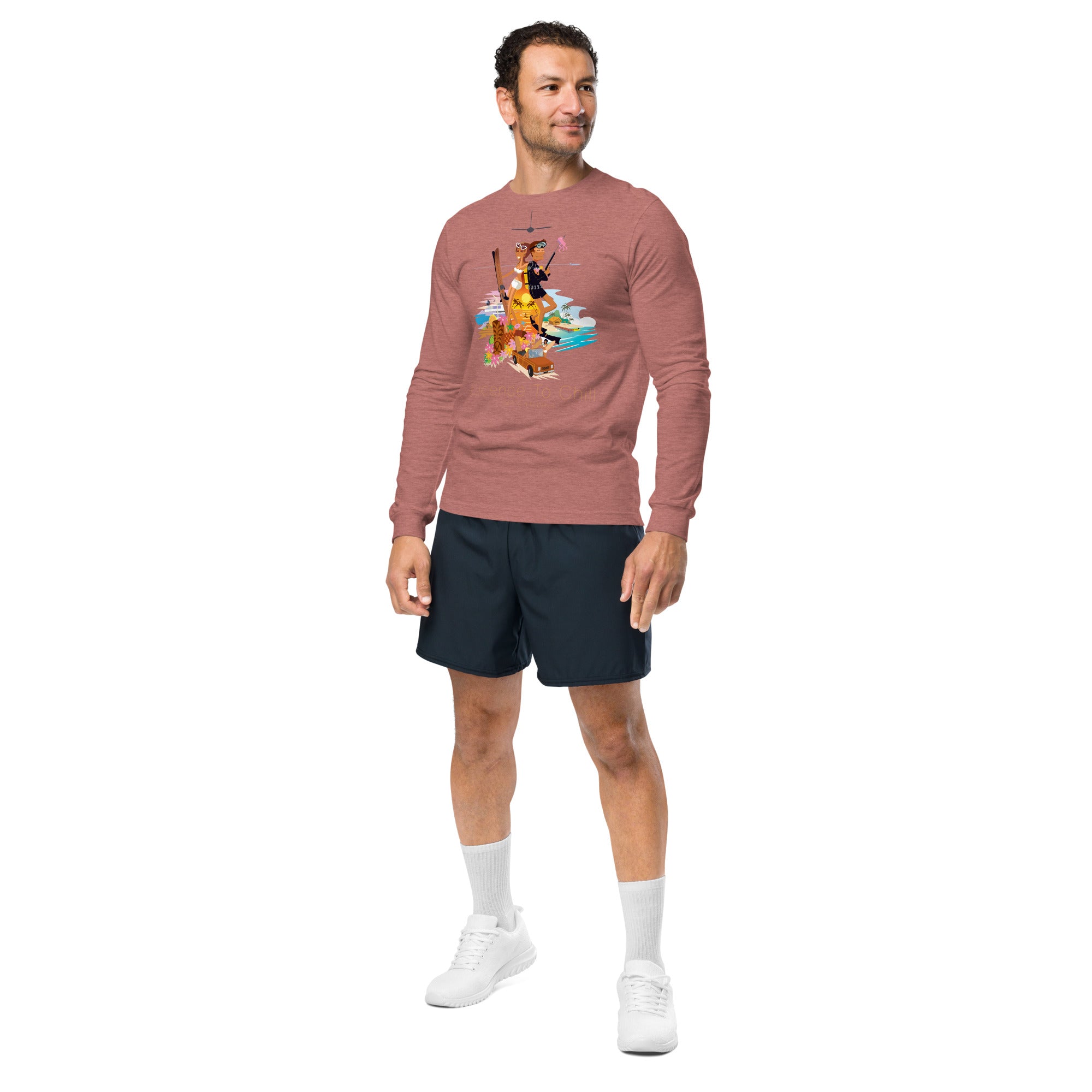 Unisex Long Sleeve Tee License to Chill Vamos a la Playa on heather colors