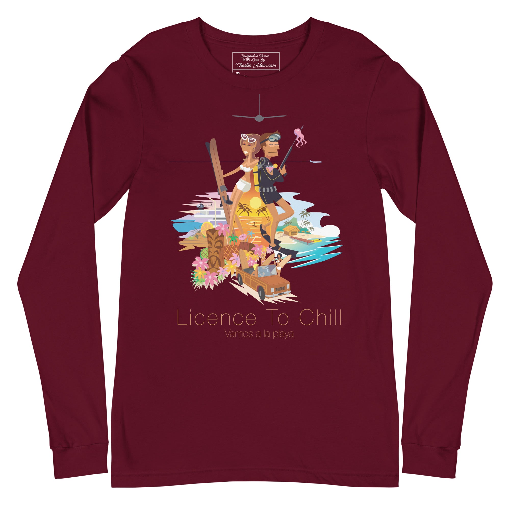 Unisex Long Sleeve Tee License to Chill Vamos a la Playa