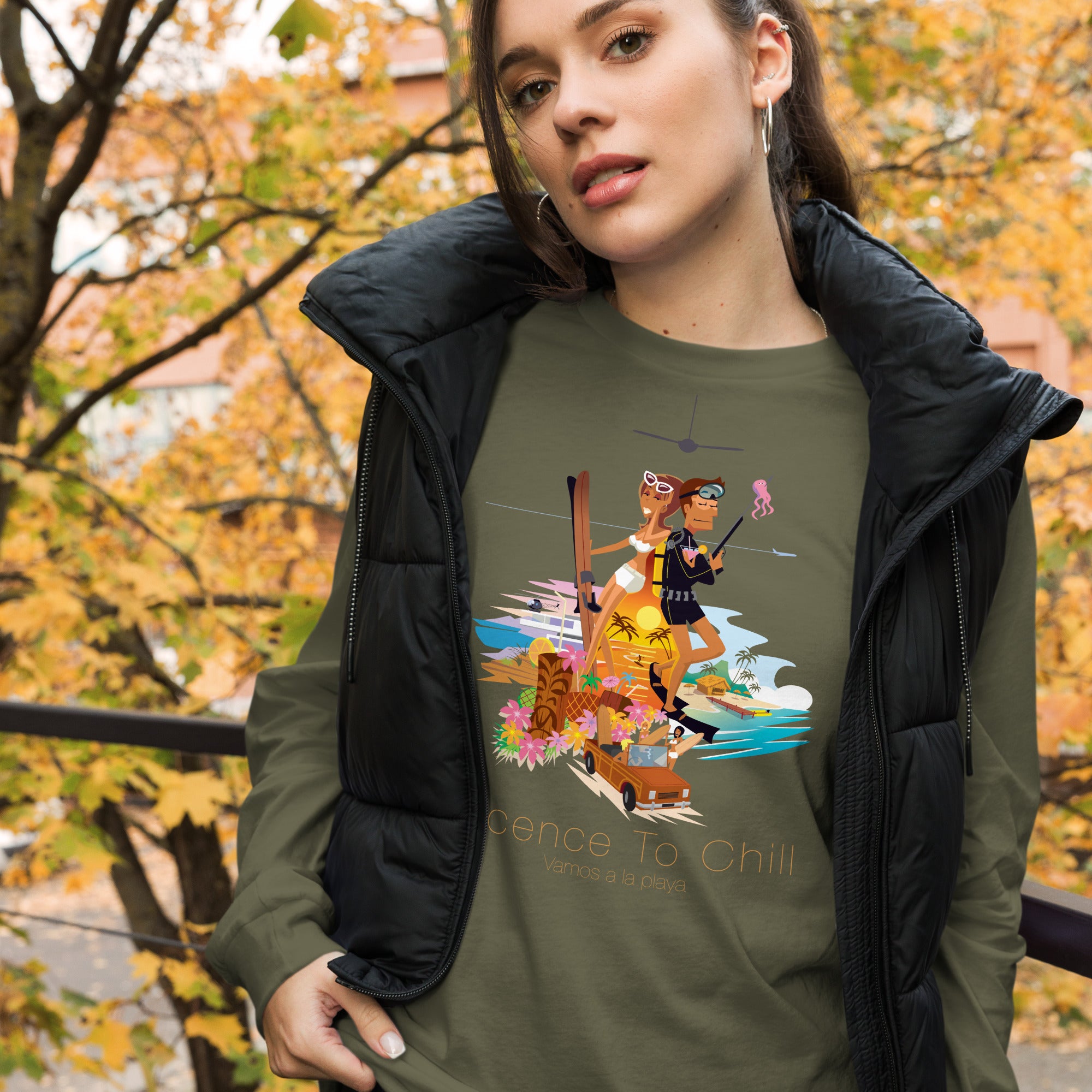 Unisex Long Sleeve Tee License to Chill Vamos a la Playa
