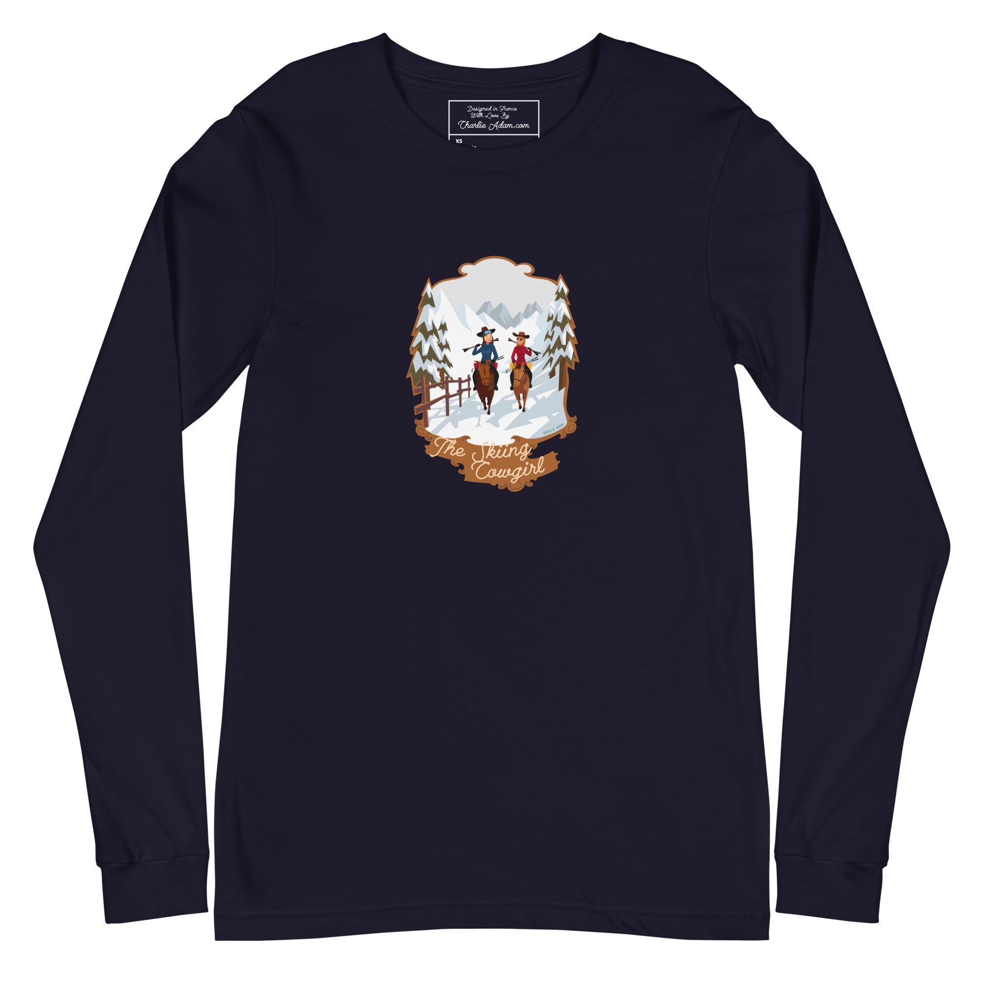 T-shirt unisexe à manches longues The Skiing Cowgirl