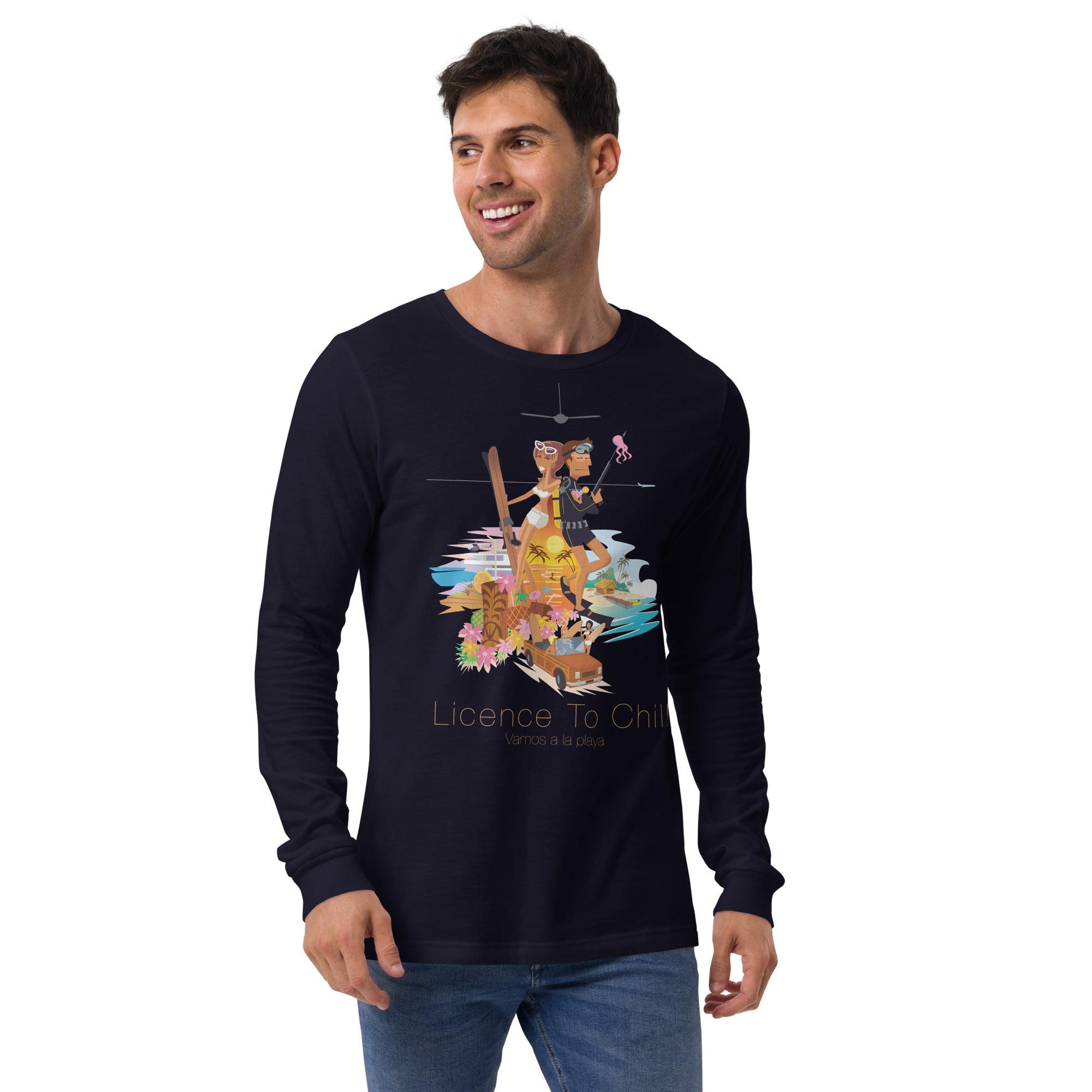 Unisex Long Sleeve Tee License to Chill Vamos a la Playa