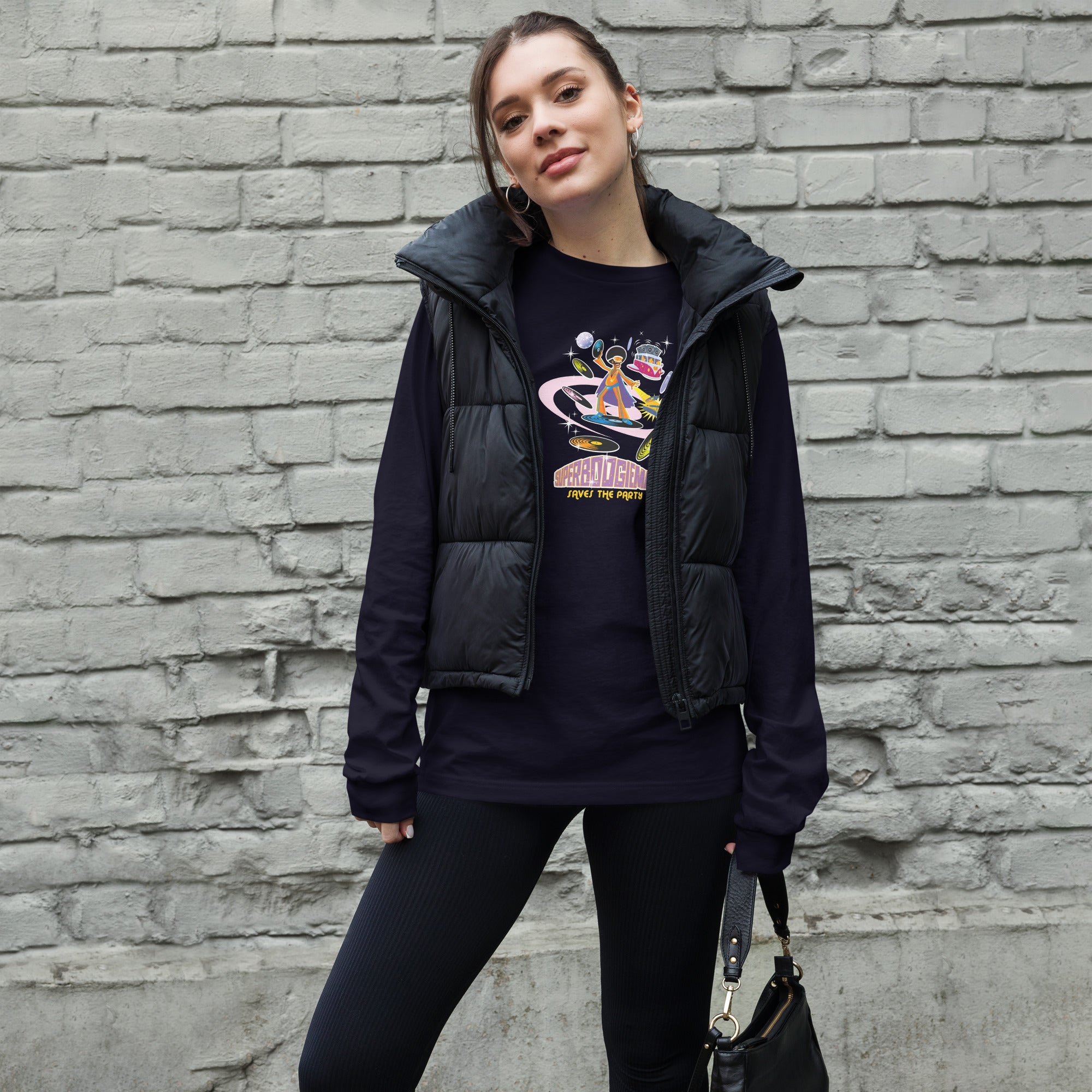 Unisex Long Sleeve Tee Superboogieman Saves the Party (front & back)