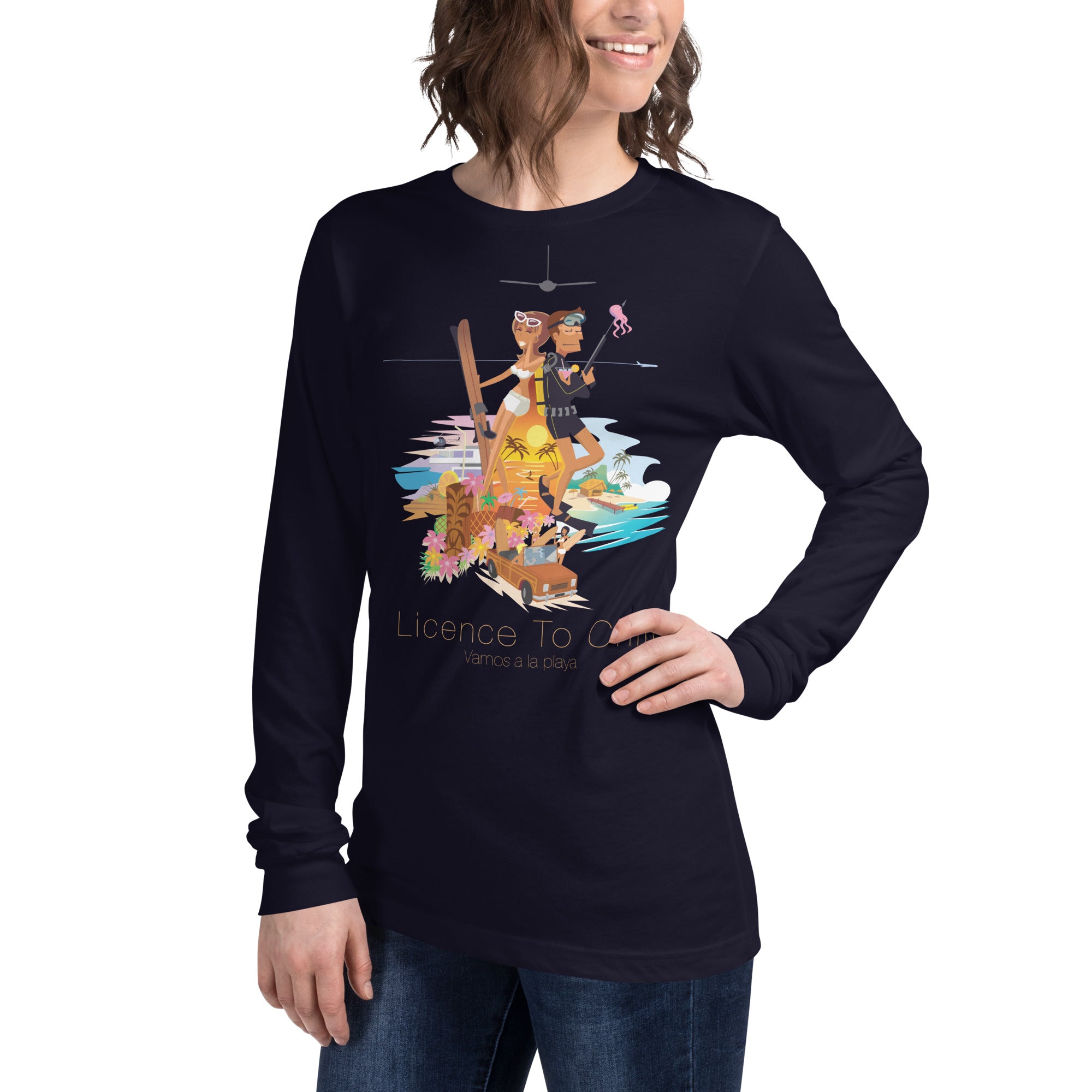 Unisex Long Sleeve Tee License to Chill Vamos a la Playa