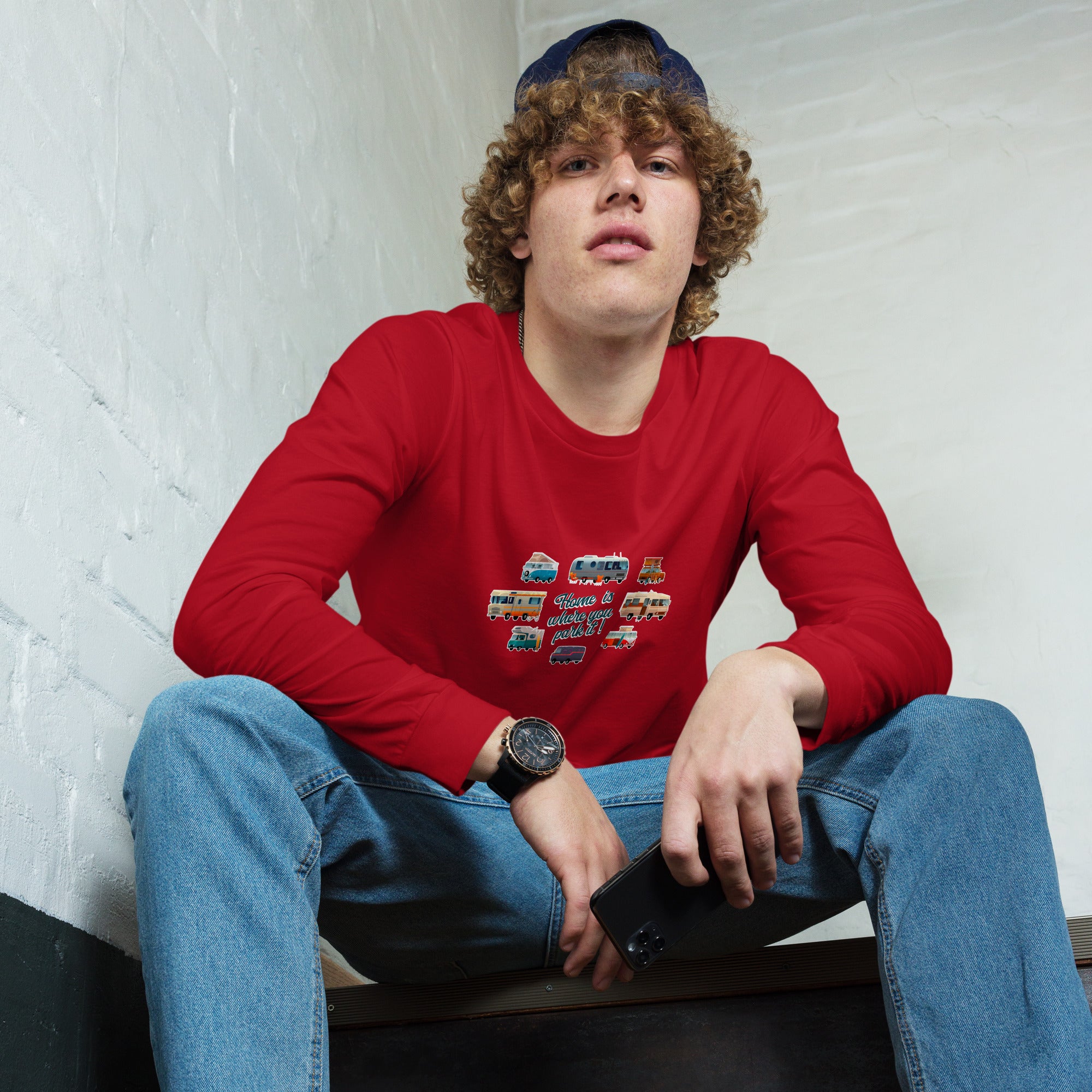 T-shirt unisexe à manches longues Square Vintage Campers