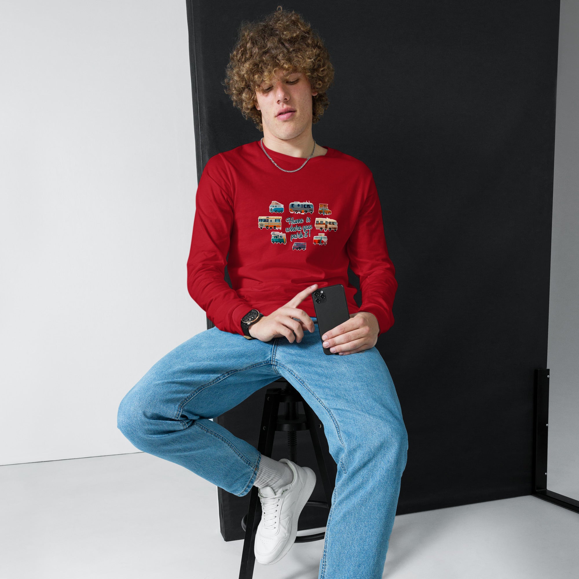 T-shirt unisexe à manches longues Square Vintage Campers