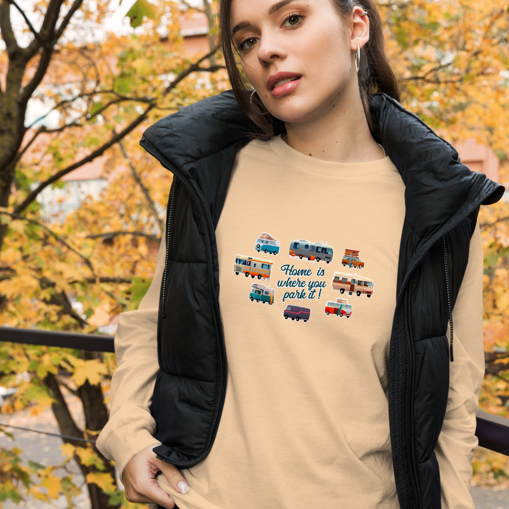 T-shirt unisexe à manches longues Square Vintage Campers